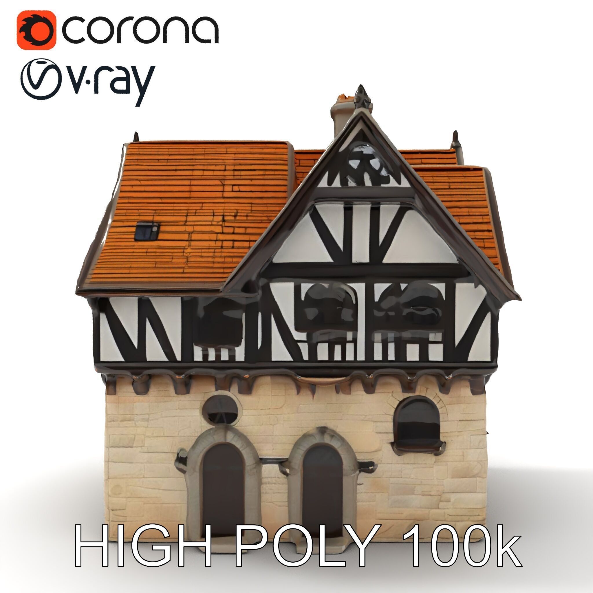 Tudor House Architectural Model Pack Low-poly 3D model_20