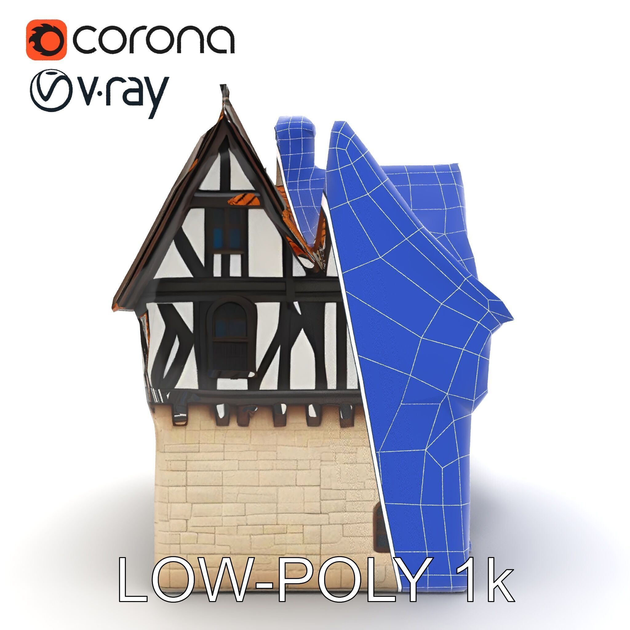 Tudor House Architectural Model Pack Low-poly 3D model_25
