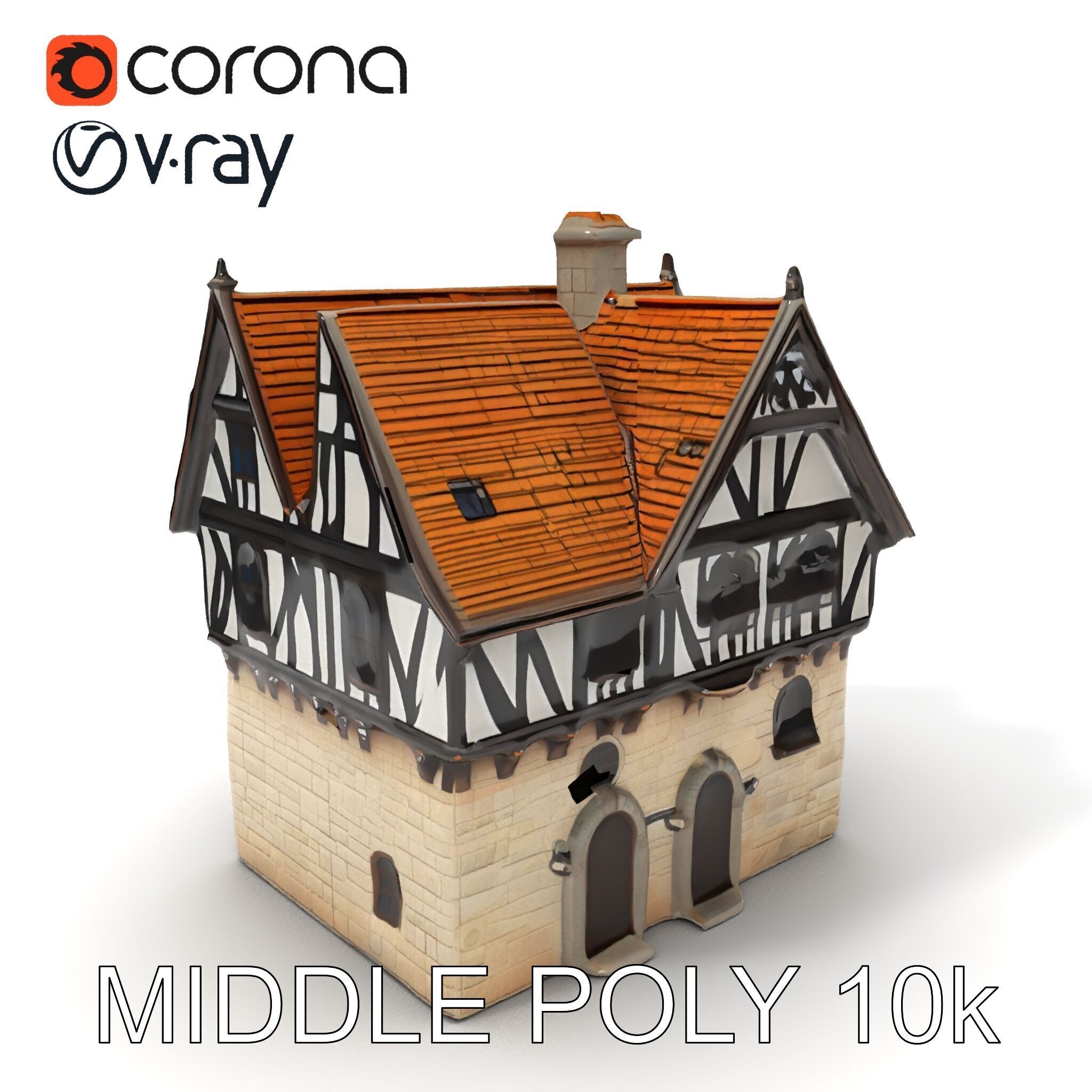 Tudor House Architectural Model Pack Low-poly 3D model_11