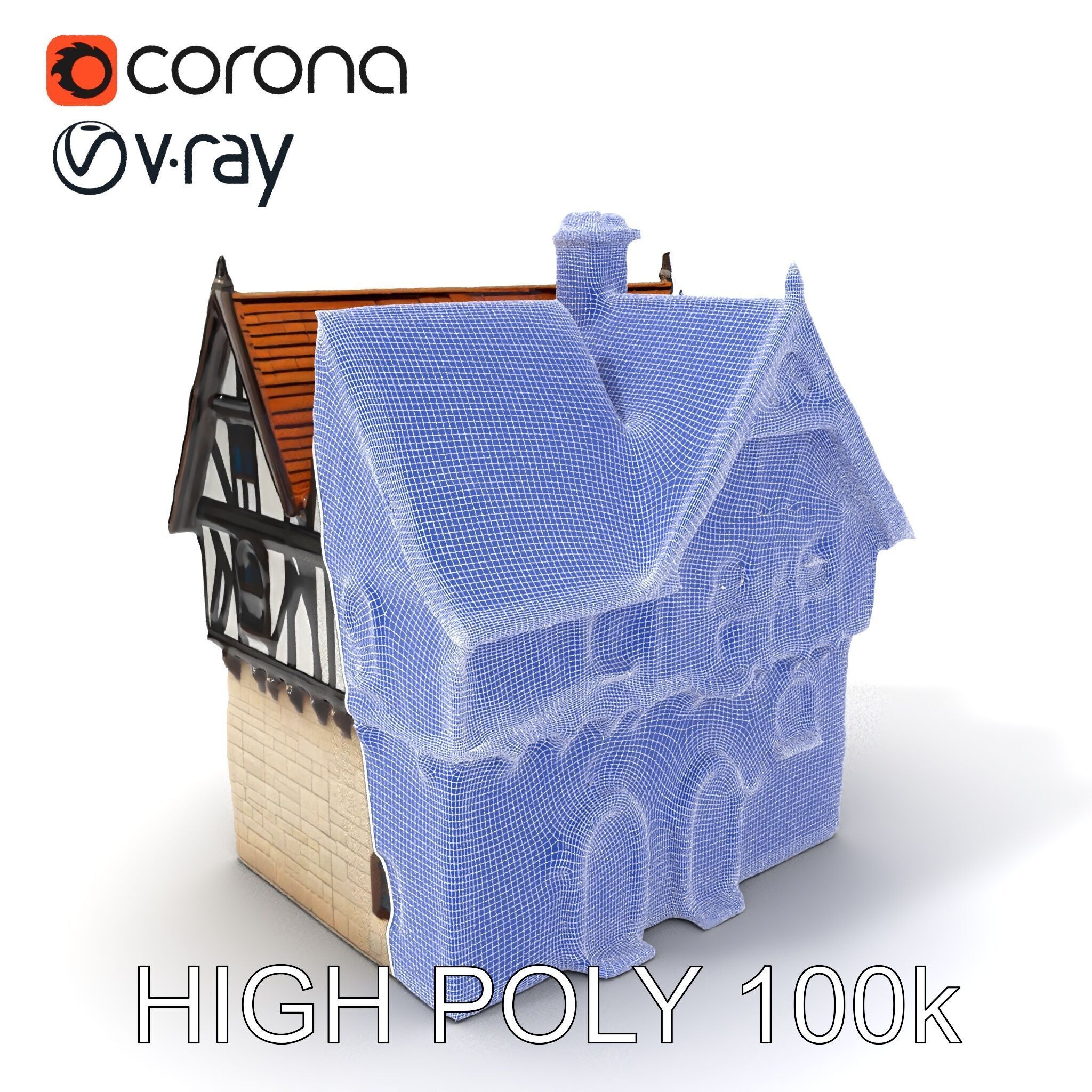 Tudor House Architectural Model Pack Low-poly 3D model_3