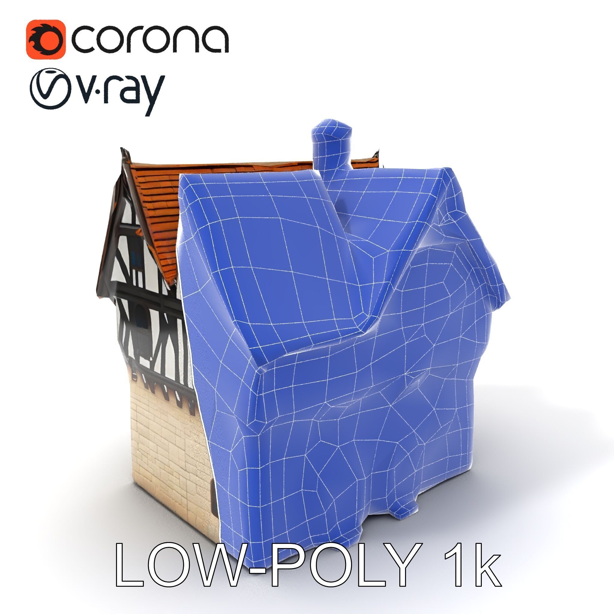 Tudor House Architectural Model Pack Low-poly 3D model_9