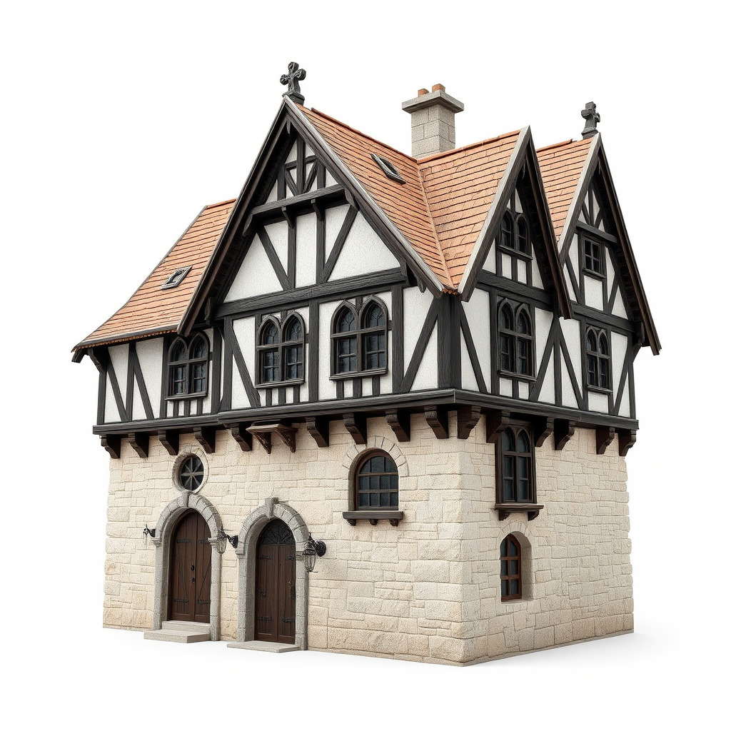 Tudor House Architectural Model Pack Low-poly 3D model_4