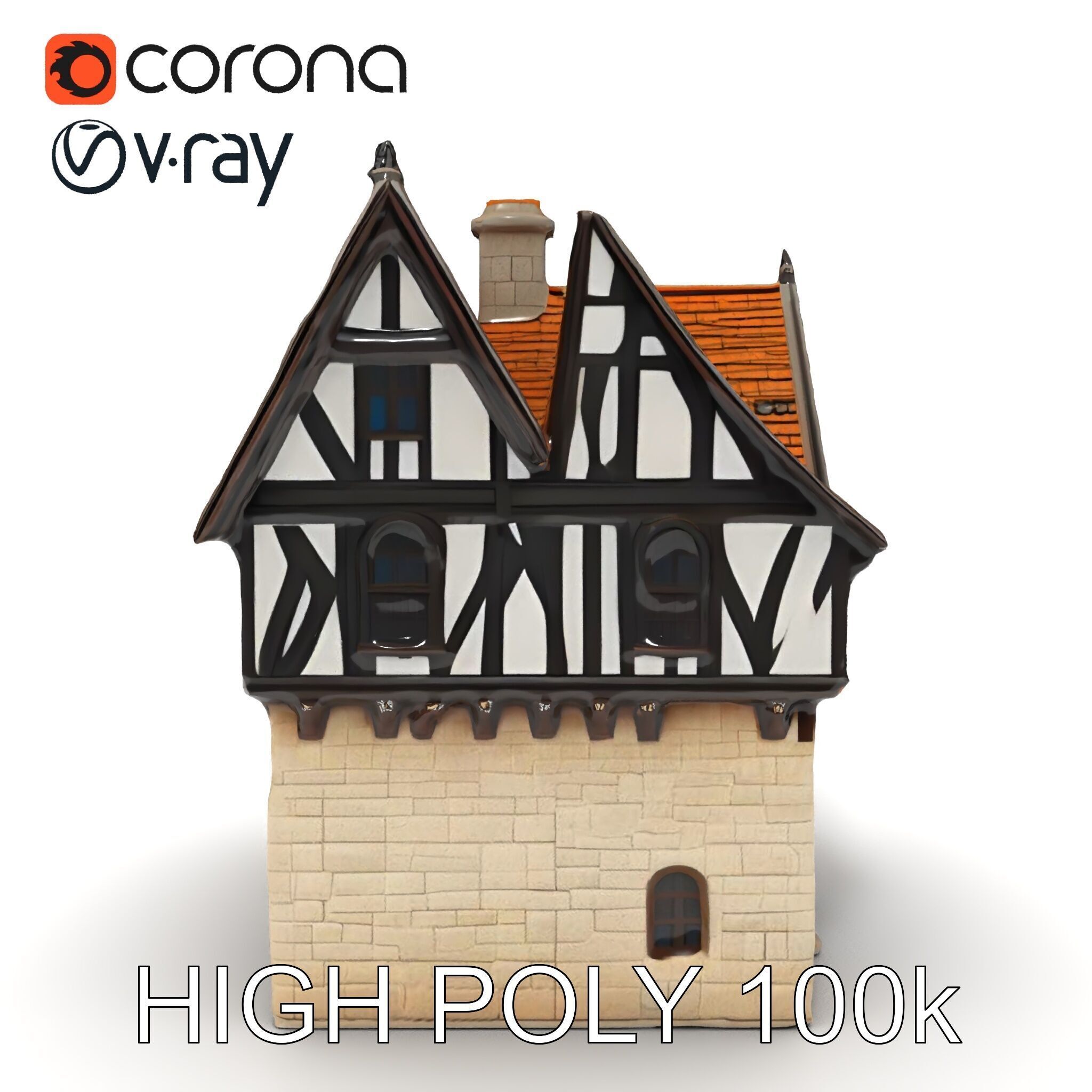 Tudor House Architectural Model Pack Low-poly 3D model_31