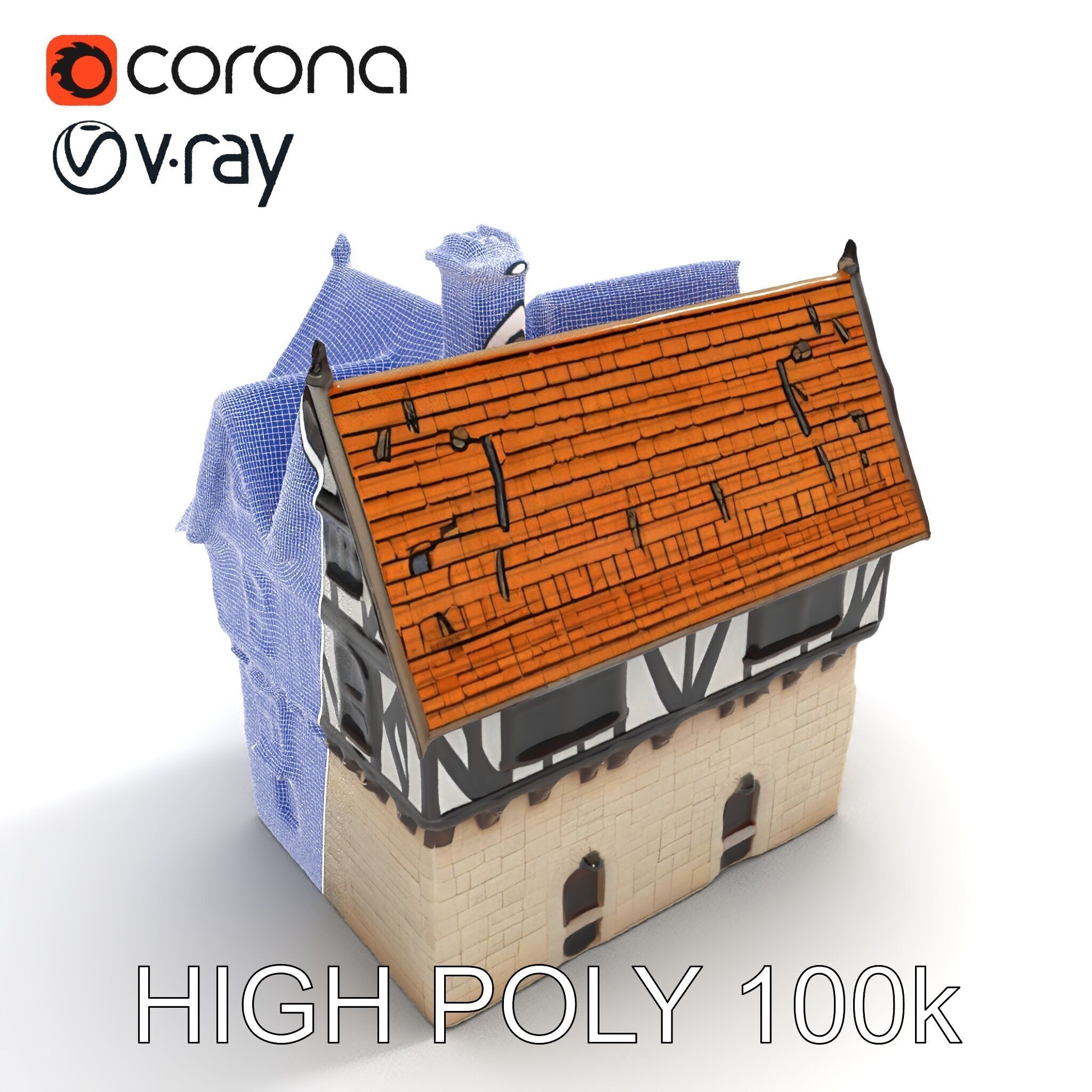Tudor House Architectural Model Pack Low-poly 3D model_23