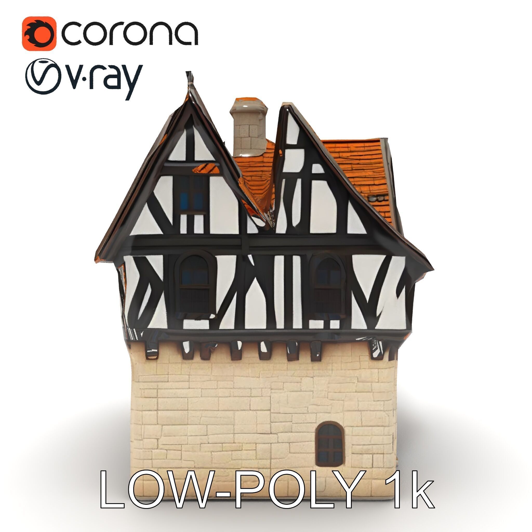 Tudor House Architectural Model Pack Low-poly 3D model_16