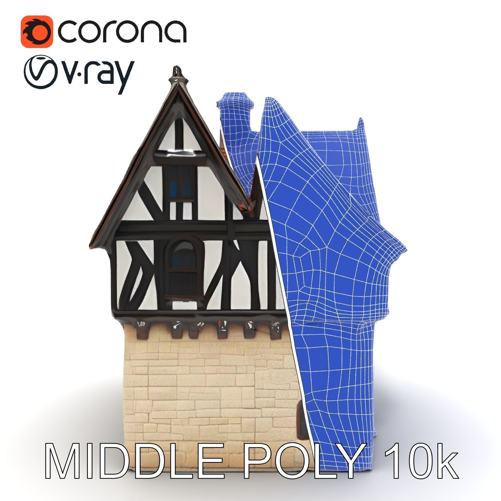 Tudor House Architectural Model Pack Low-poly 3D model_8