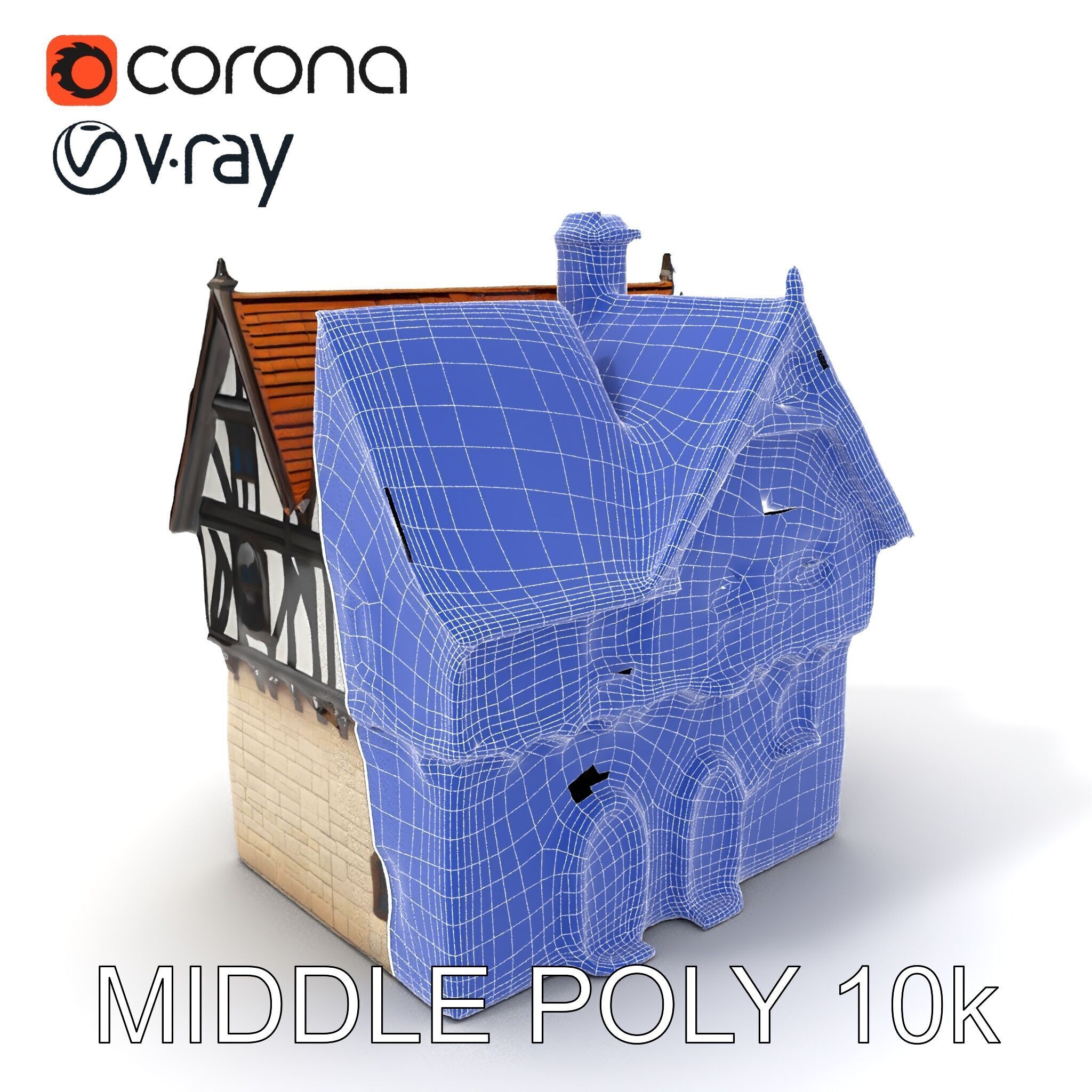 Tudor House Architectural Model Pack Low-poly 3D model_24