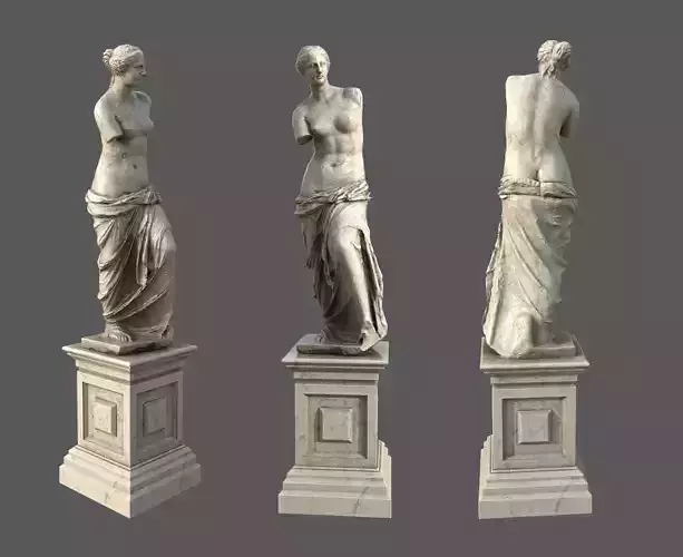 Pedestal with Venus de Milo Low-poly 3D model