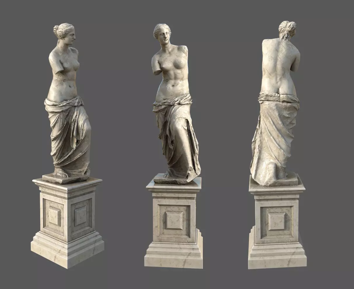 Pedestal with Venus de Milo Low-poly 3D model_0