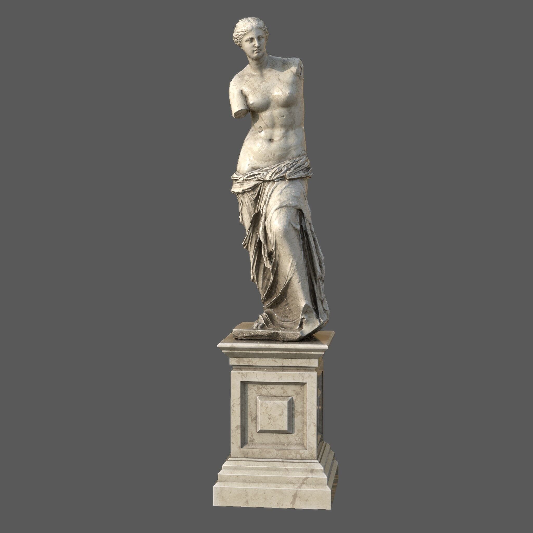 Pedestal with Venus de Milo Low-poly 3D model_1