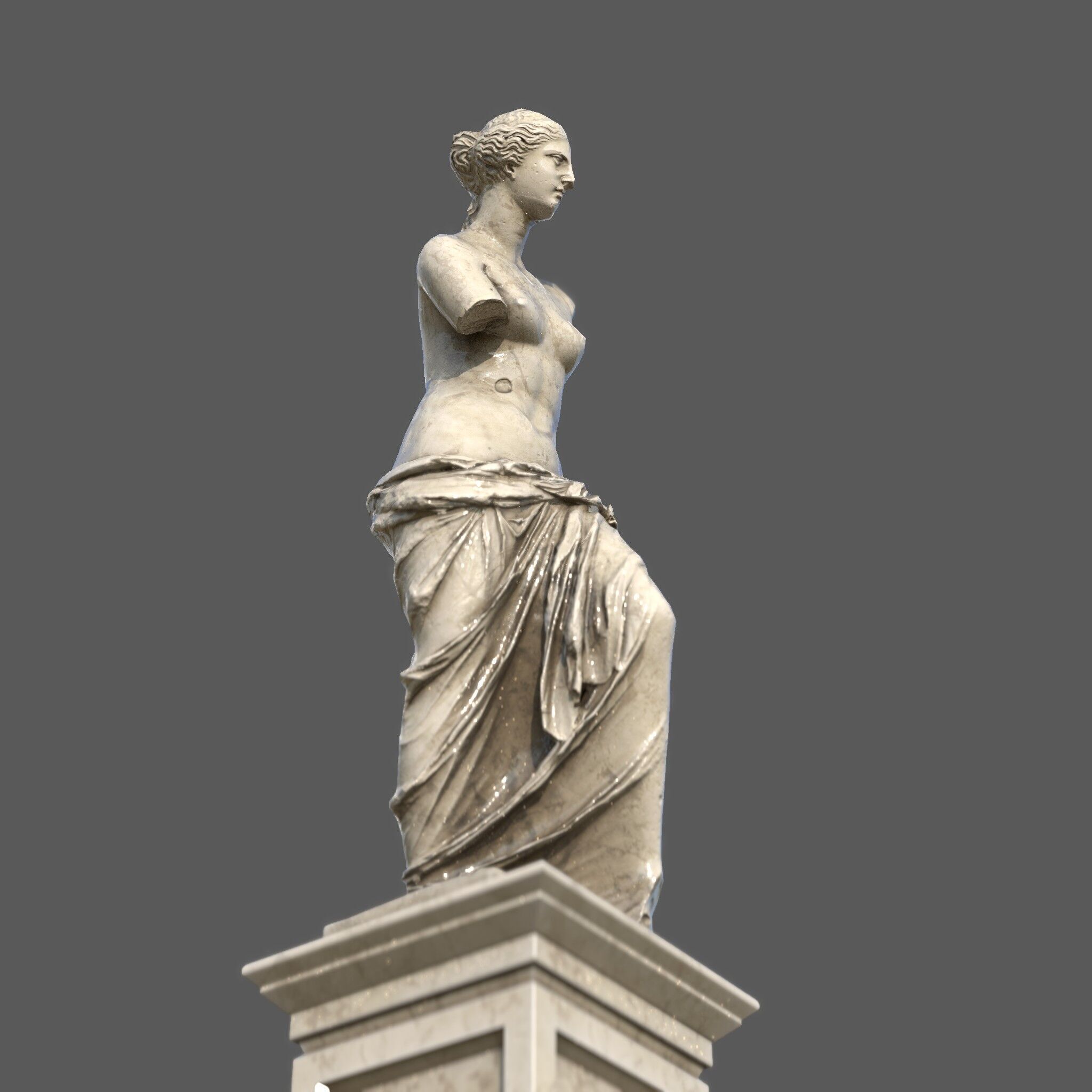 Pedestal with Venus de Milo Low-poly 3D model_3