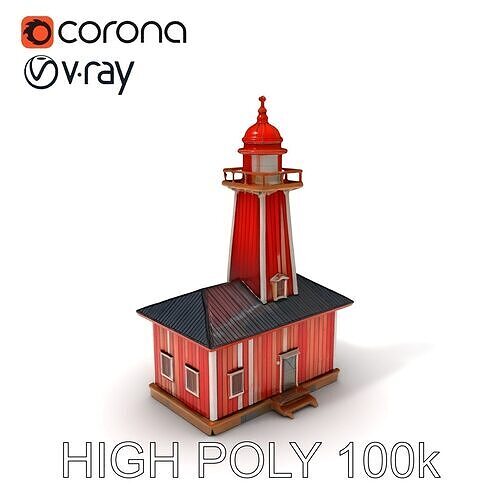 Charming Wooden Lighthouse Model Pack Low-poly 3D model