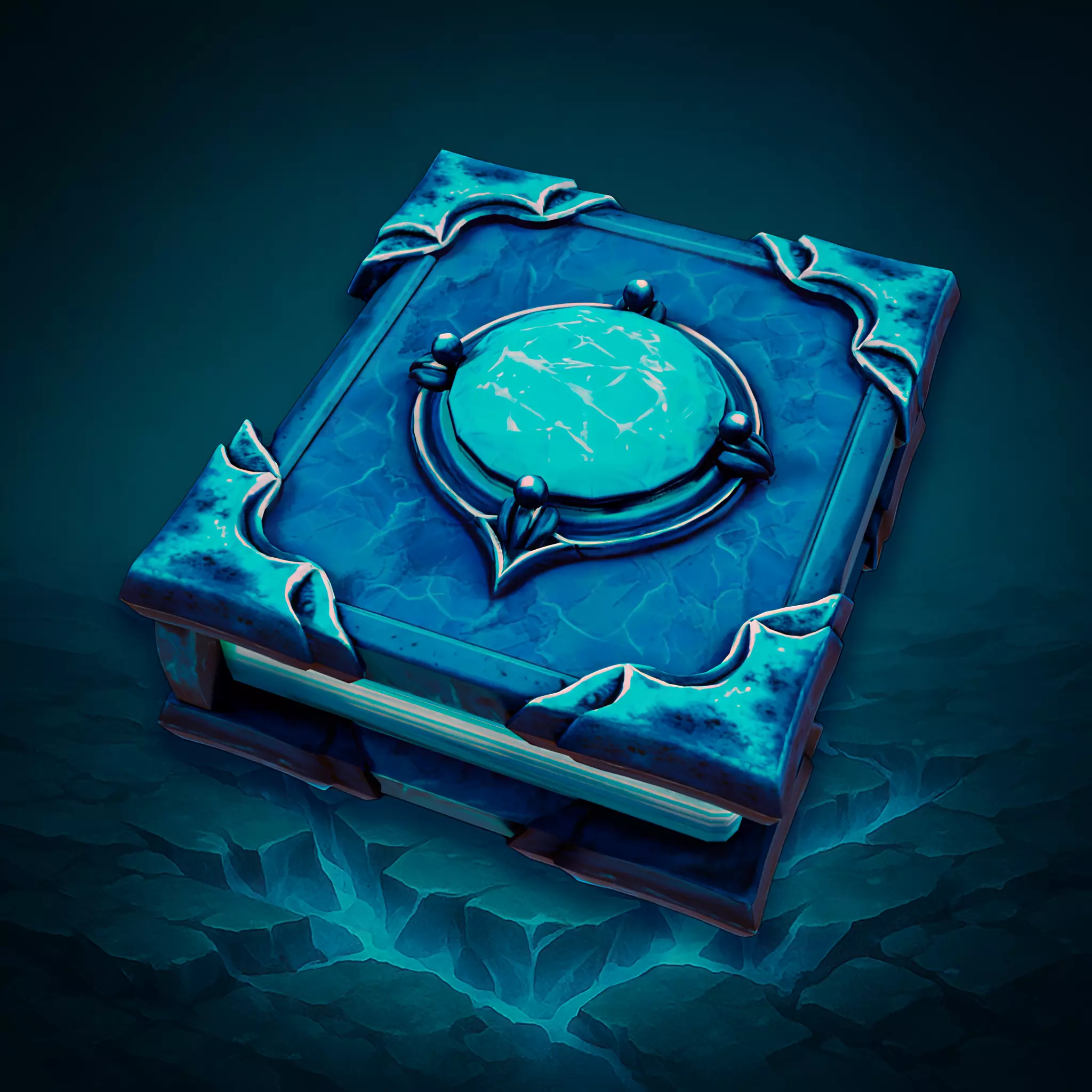 Lowpoly Stylized Ice Magic Spellbook Animated and GameReady Low-poly 3D model_0