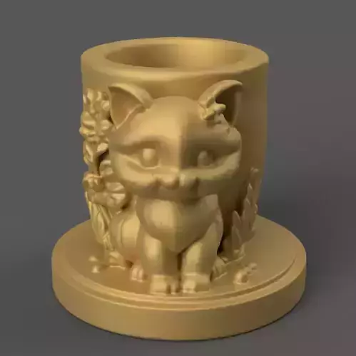 Adorable Cat planter candy container urn candle holder 2