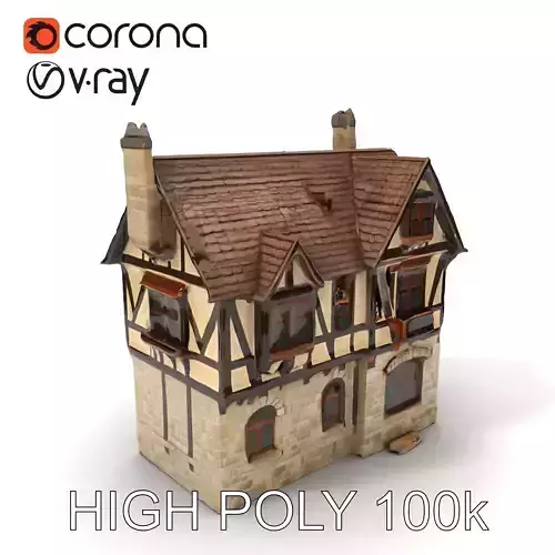 Vintage Tudor House D Model Pack Low-poly 3D model