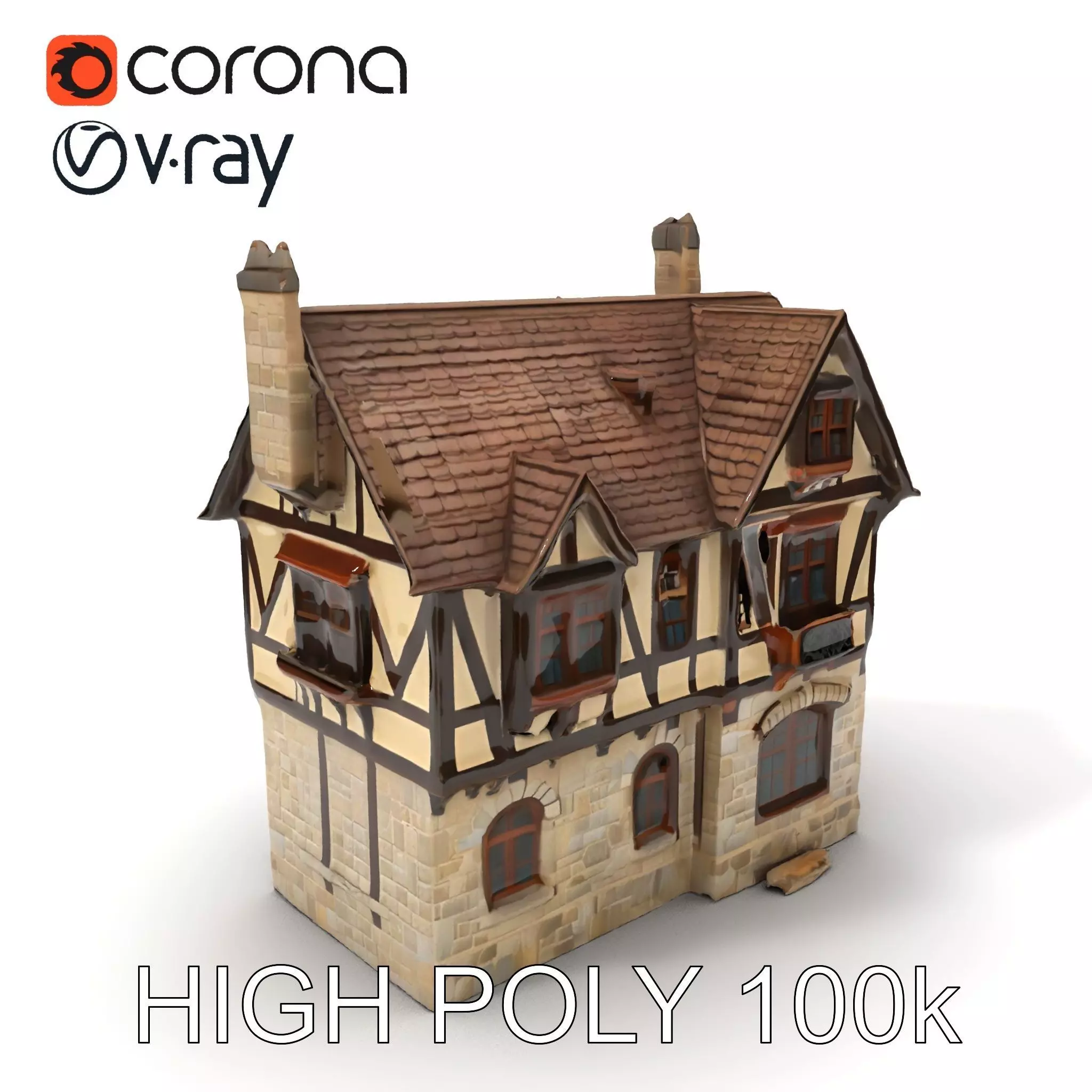 Vintage Tudor House D Model Pack Low-poly 3D model_0