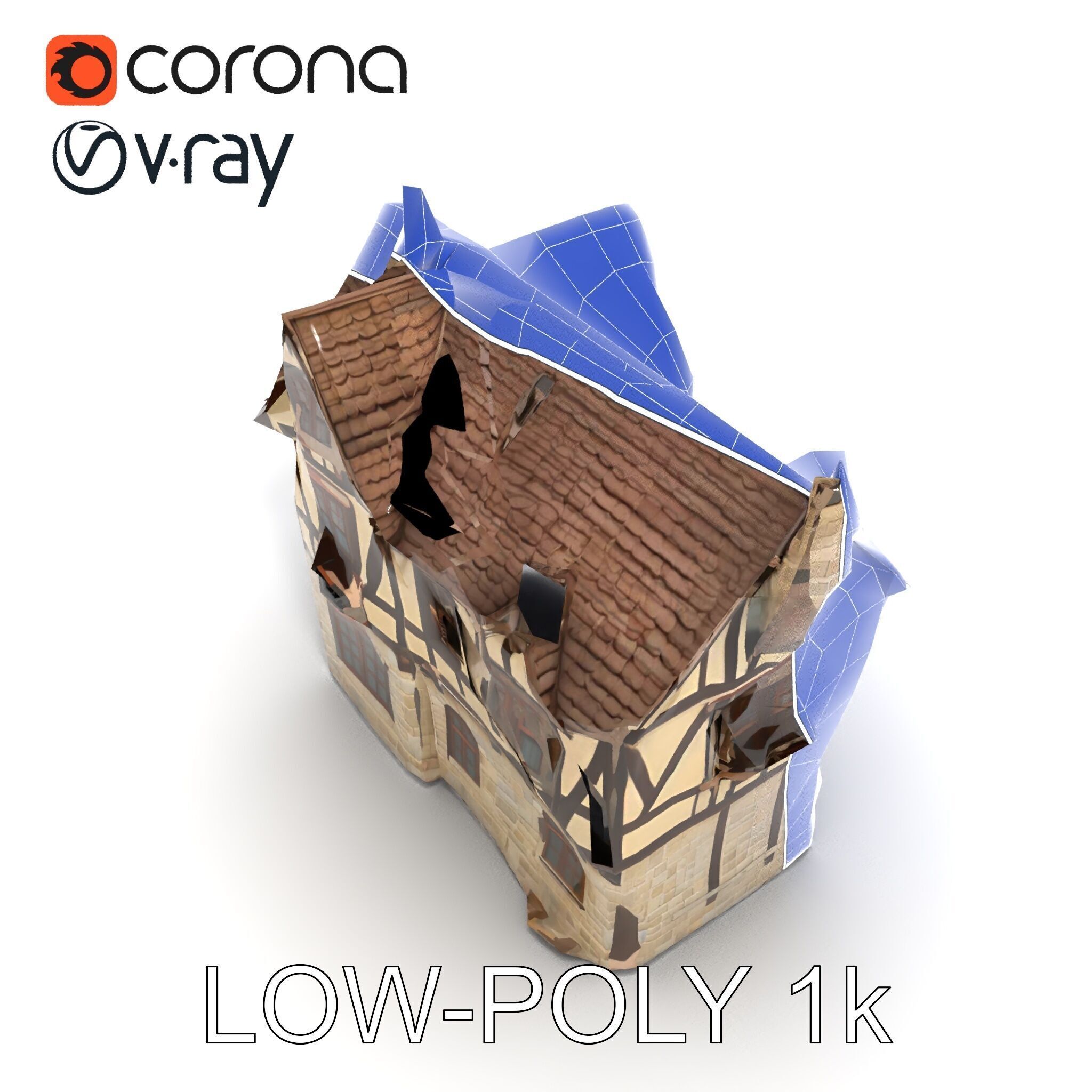 Vintage Tudor House D Model Pack Low-poly 3D model_28