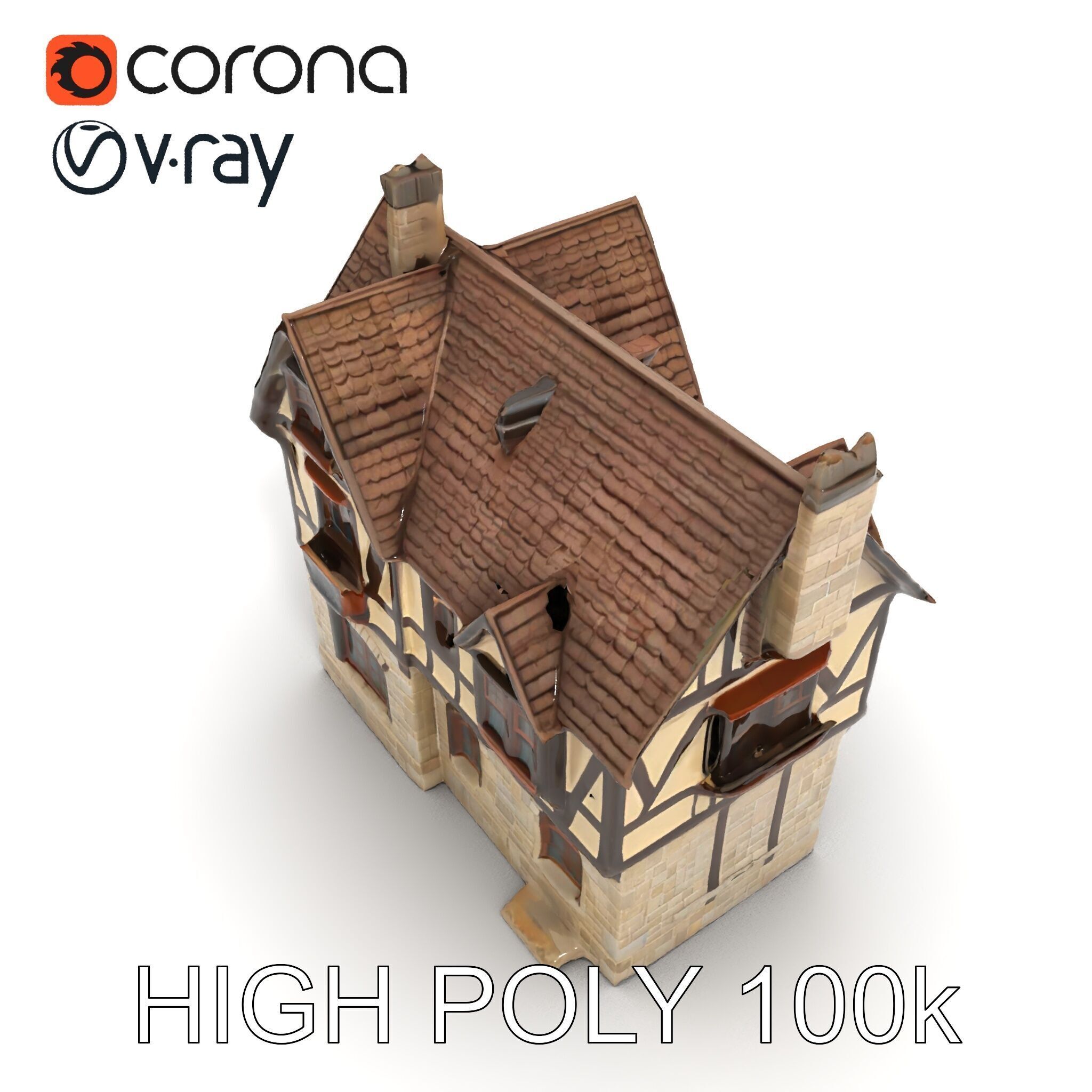 Vintage Tudor House D Model Pack Low-poly 3D model_26