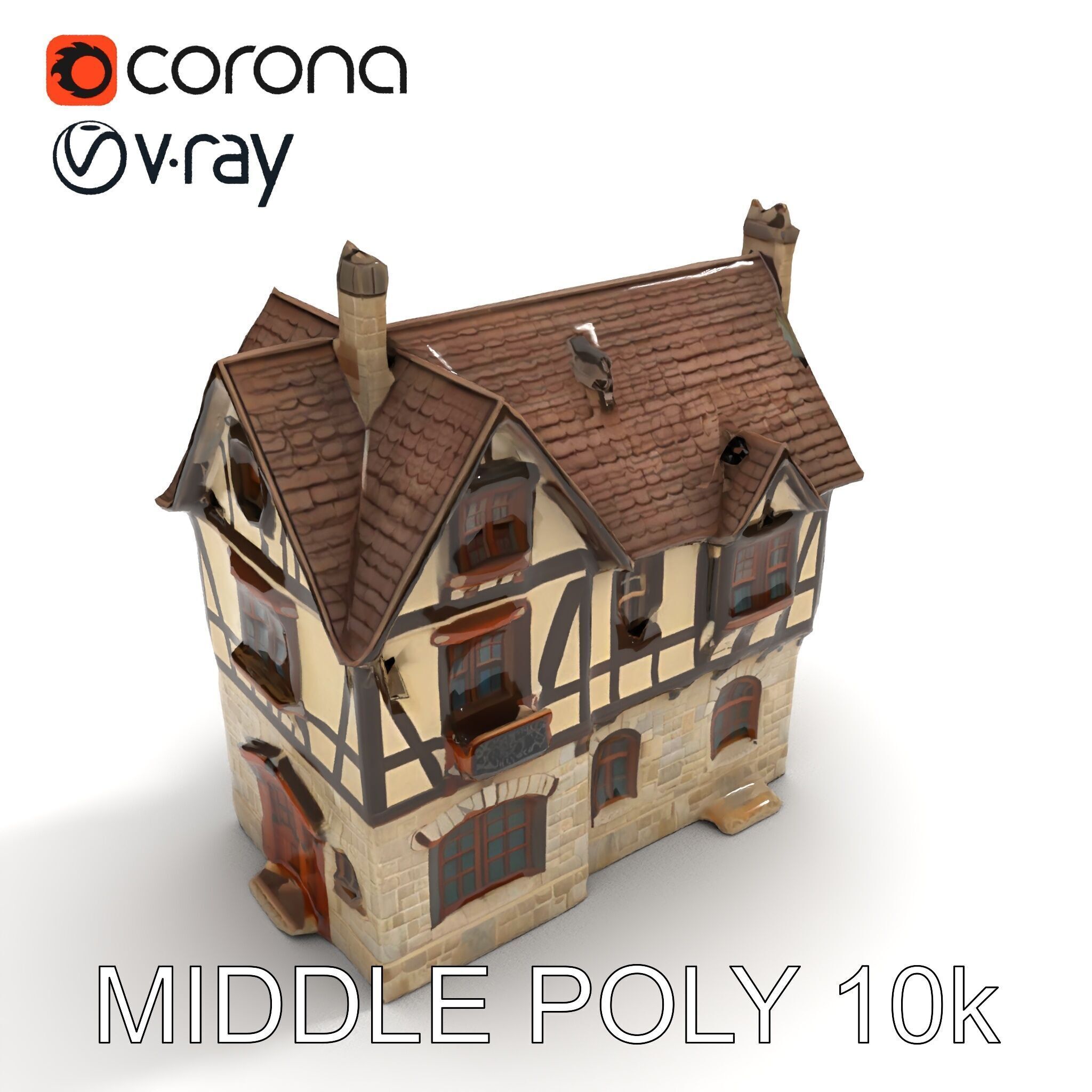 Vintage Tudor House D Model Pack Low-poly 3D model_15