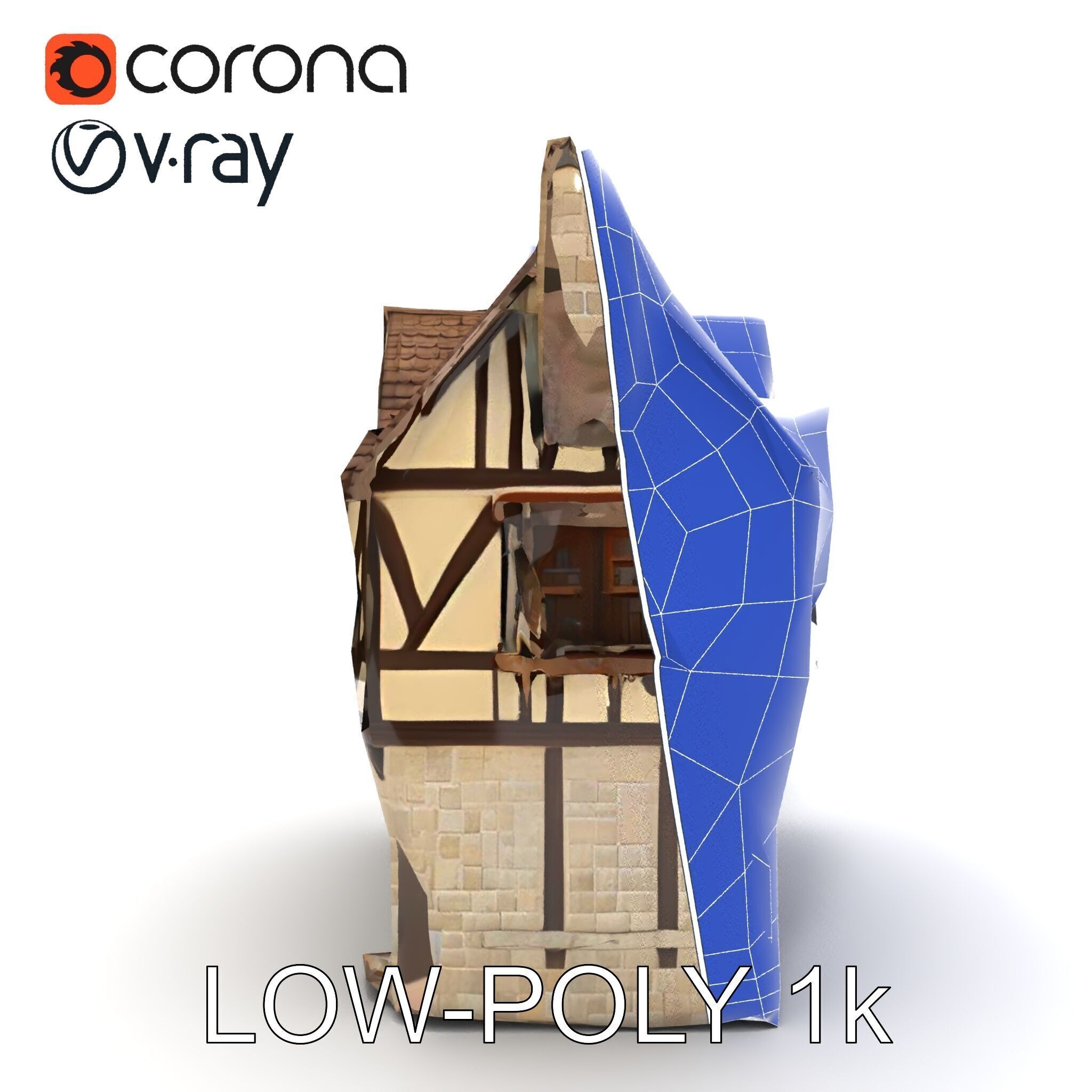 Vintage Tudor House D Model Pack Low-poly 3D model_33