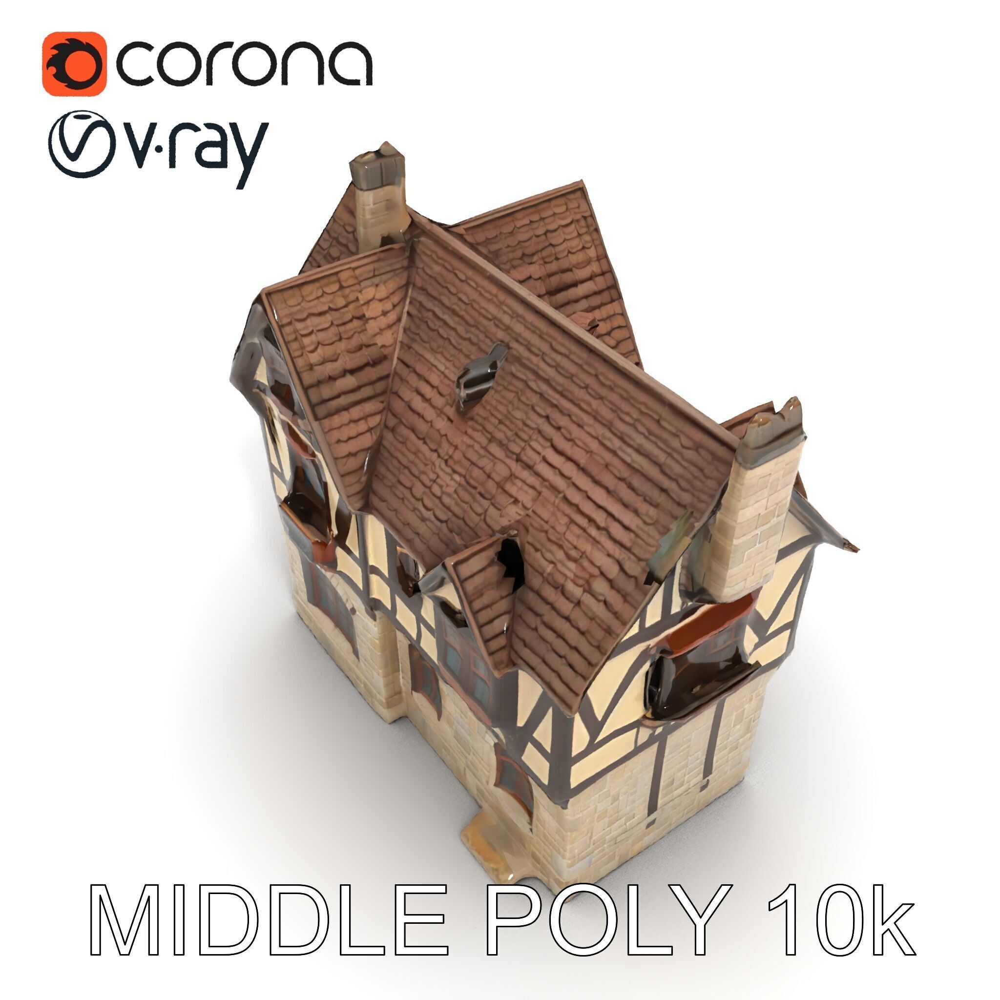 Vintage Tudor House D Model Pack Low-poly 3D model_24