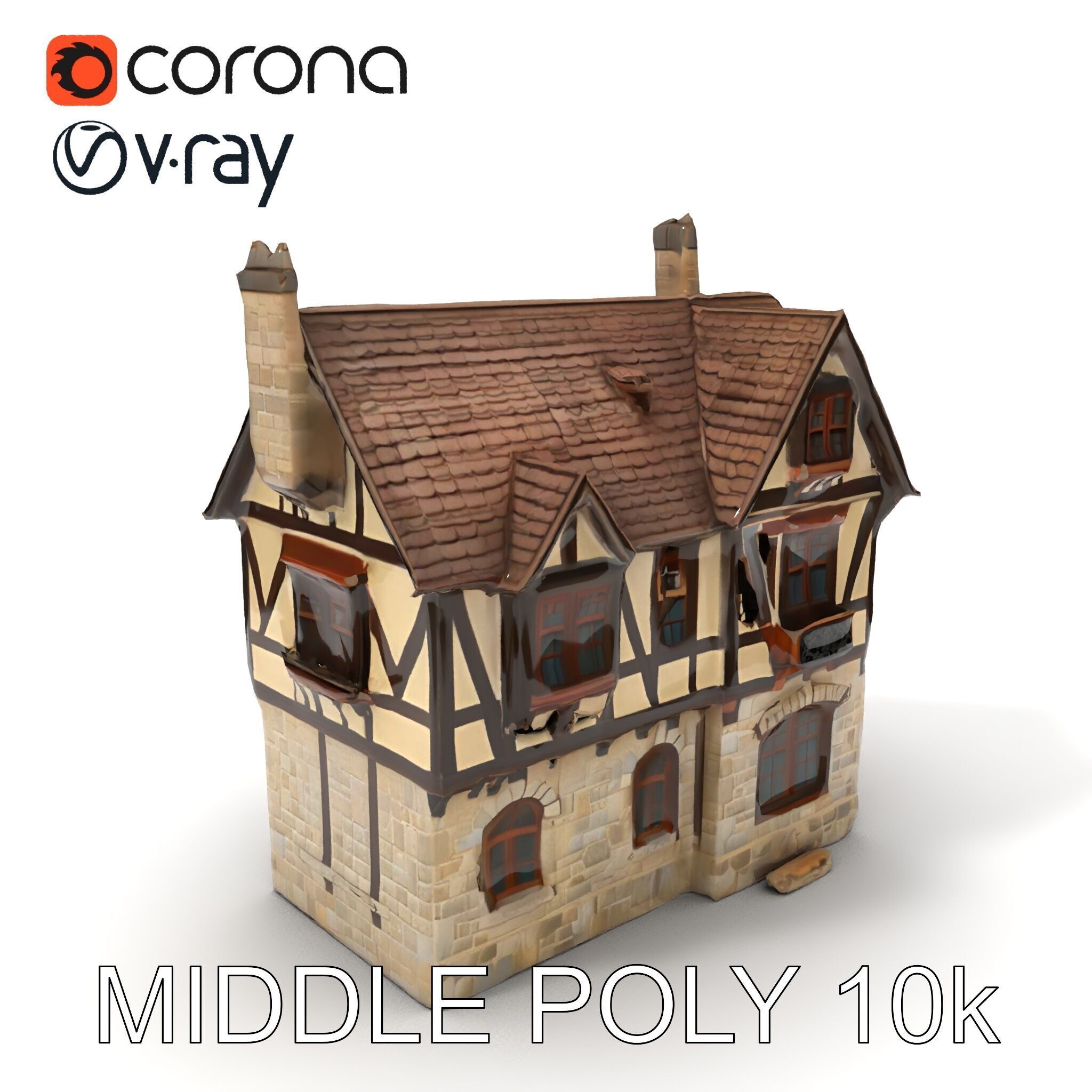 Vintage Tudor House D Model Pack Low-poly 3D model_10