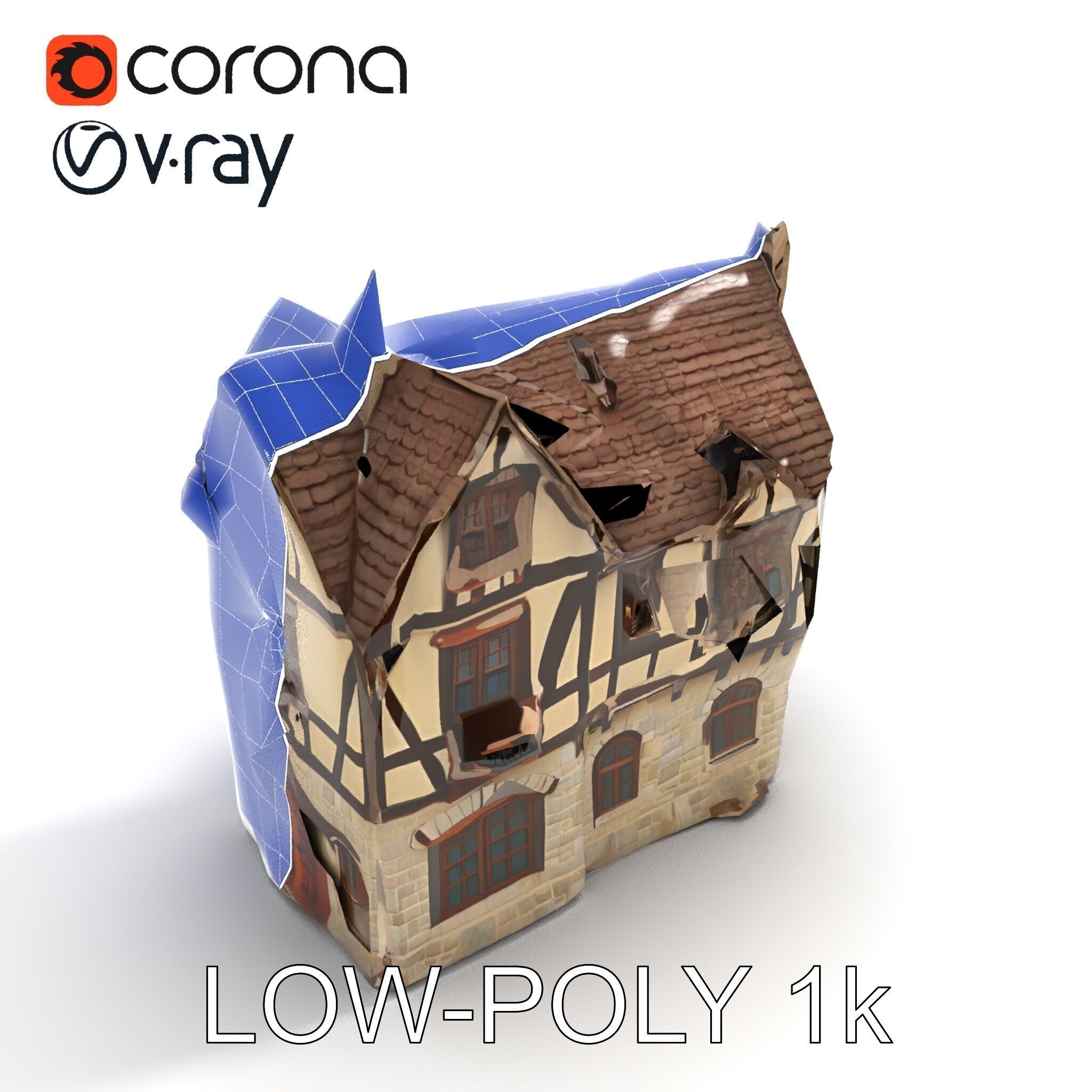 Vintage Tudor House D Model Pack Low-poly 3D model_19