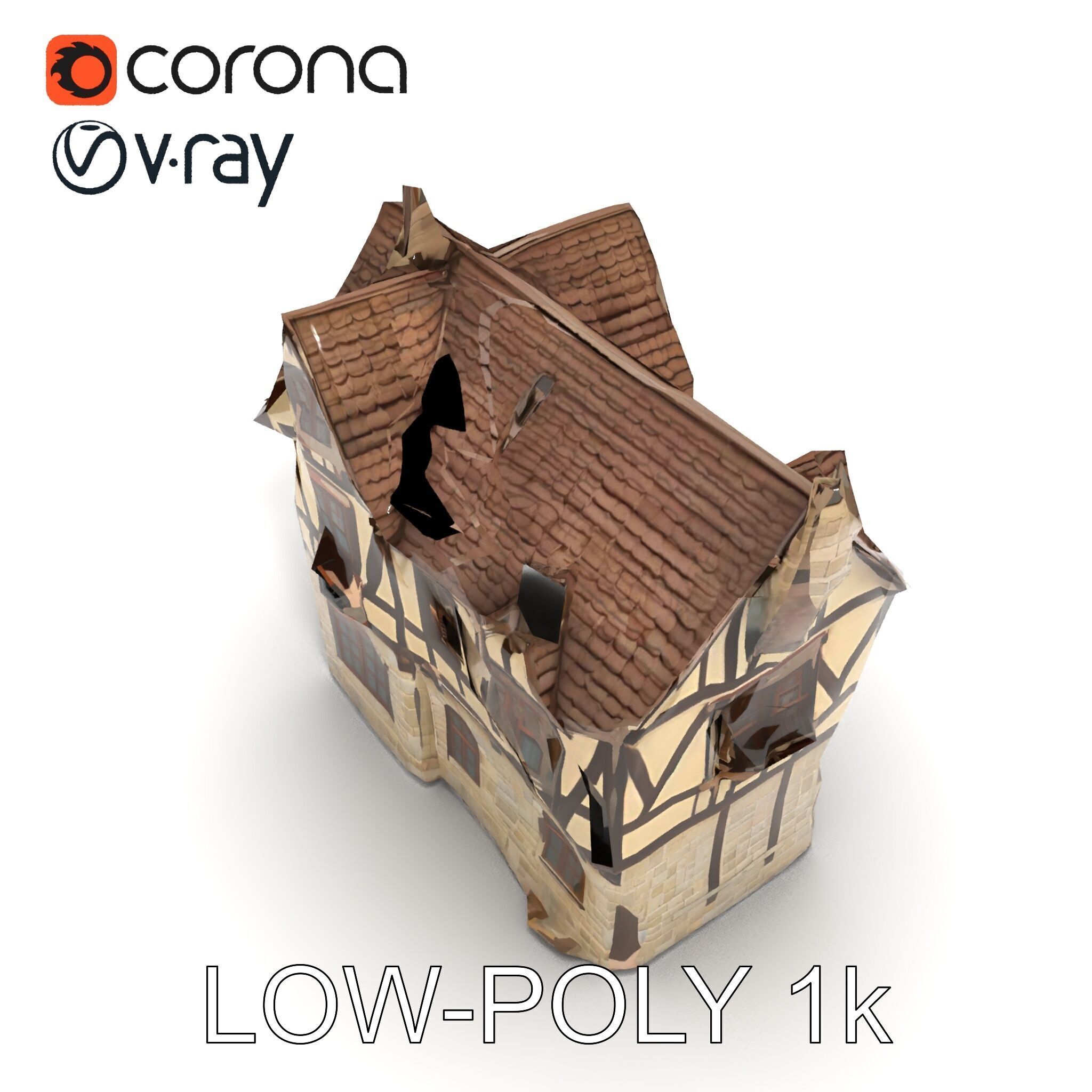 Vintage Tudor House D Model Pack Low-poly 3D model_14