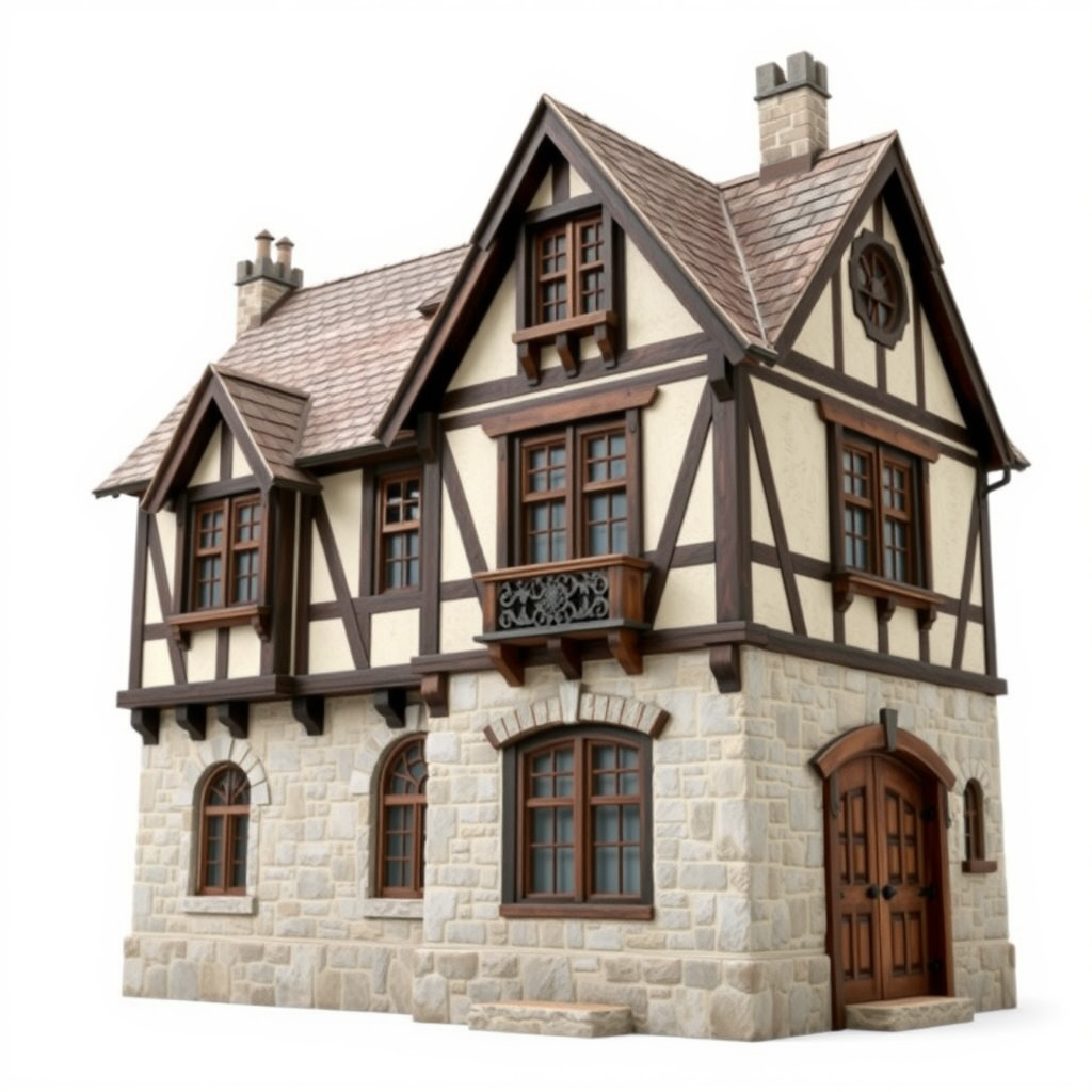 Vintage Tudor House D Model Pack Low-poly 3D model_4