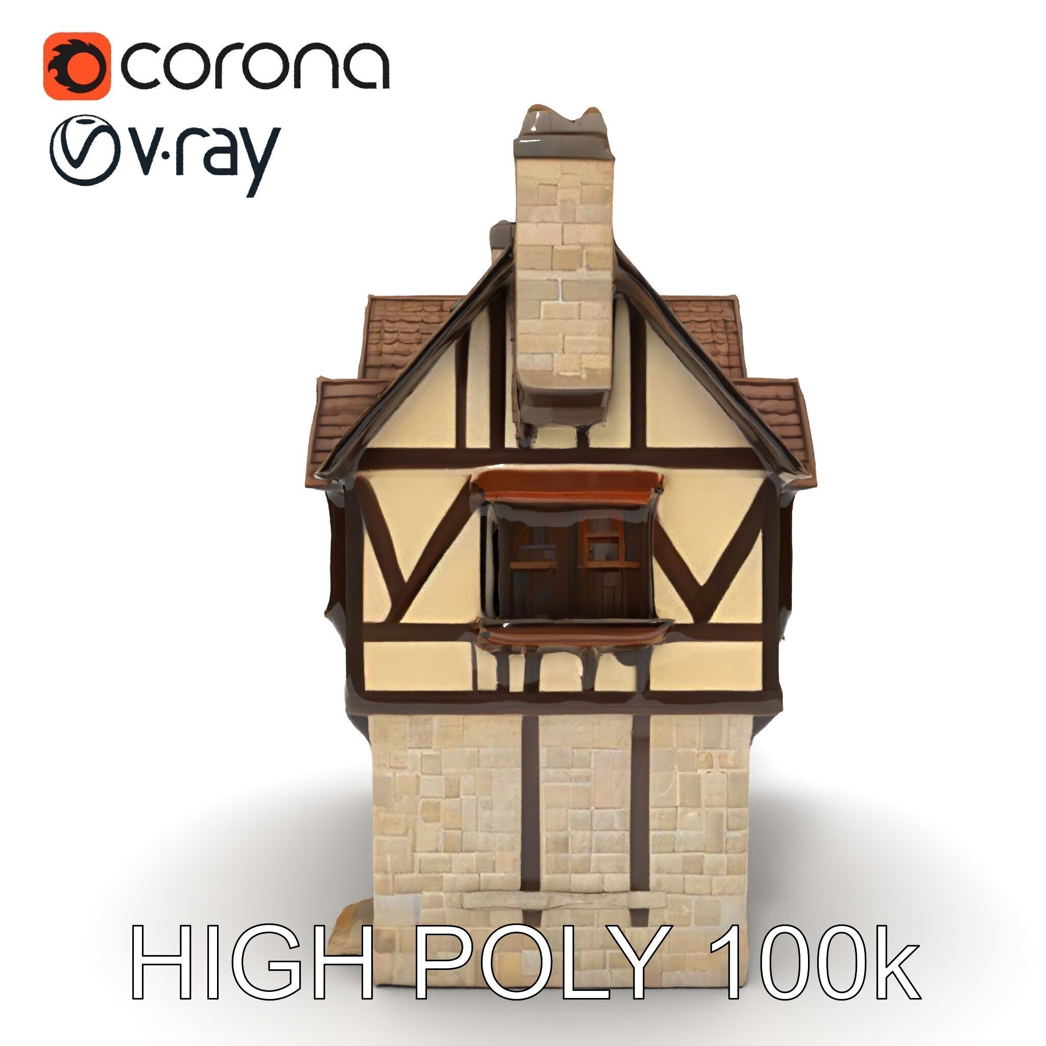 Vintage Tudor House D Model Pack Low-poly 3D model_34