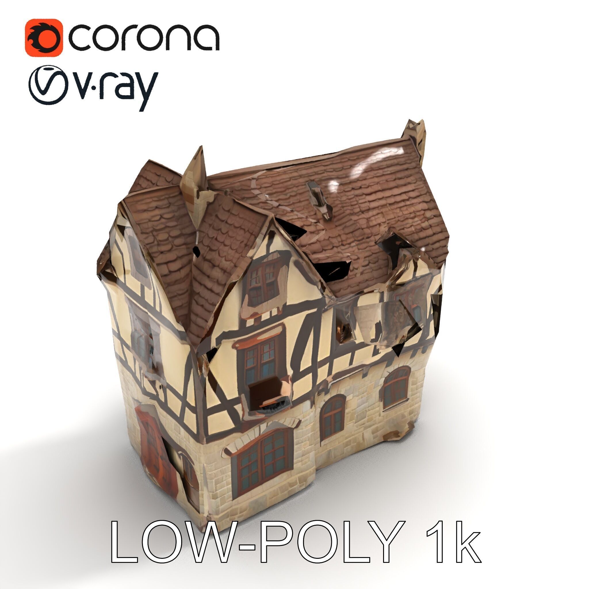 Vintage Tudor House D Model Pack Low-poly 3D model_31