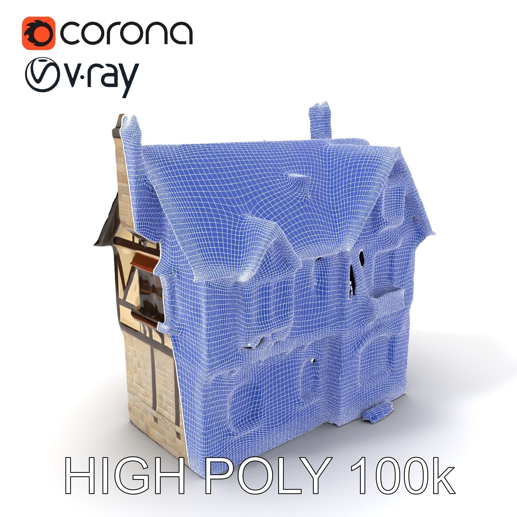 Vintage Tudor House D Model Pack Low-poly 3D model_3