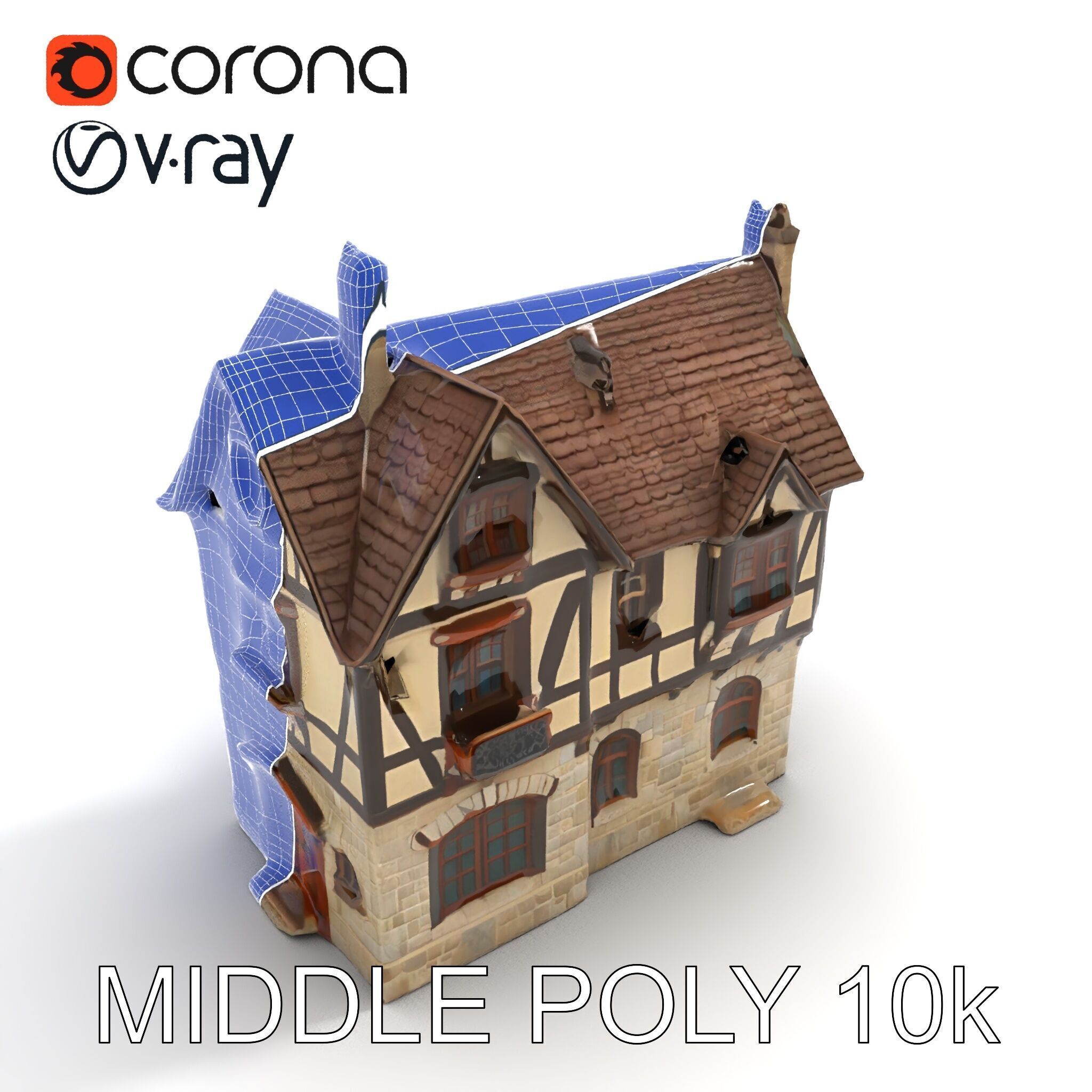 Vintage Tudor House D Model Pack Low-poly 3D model_6