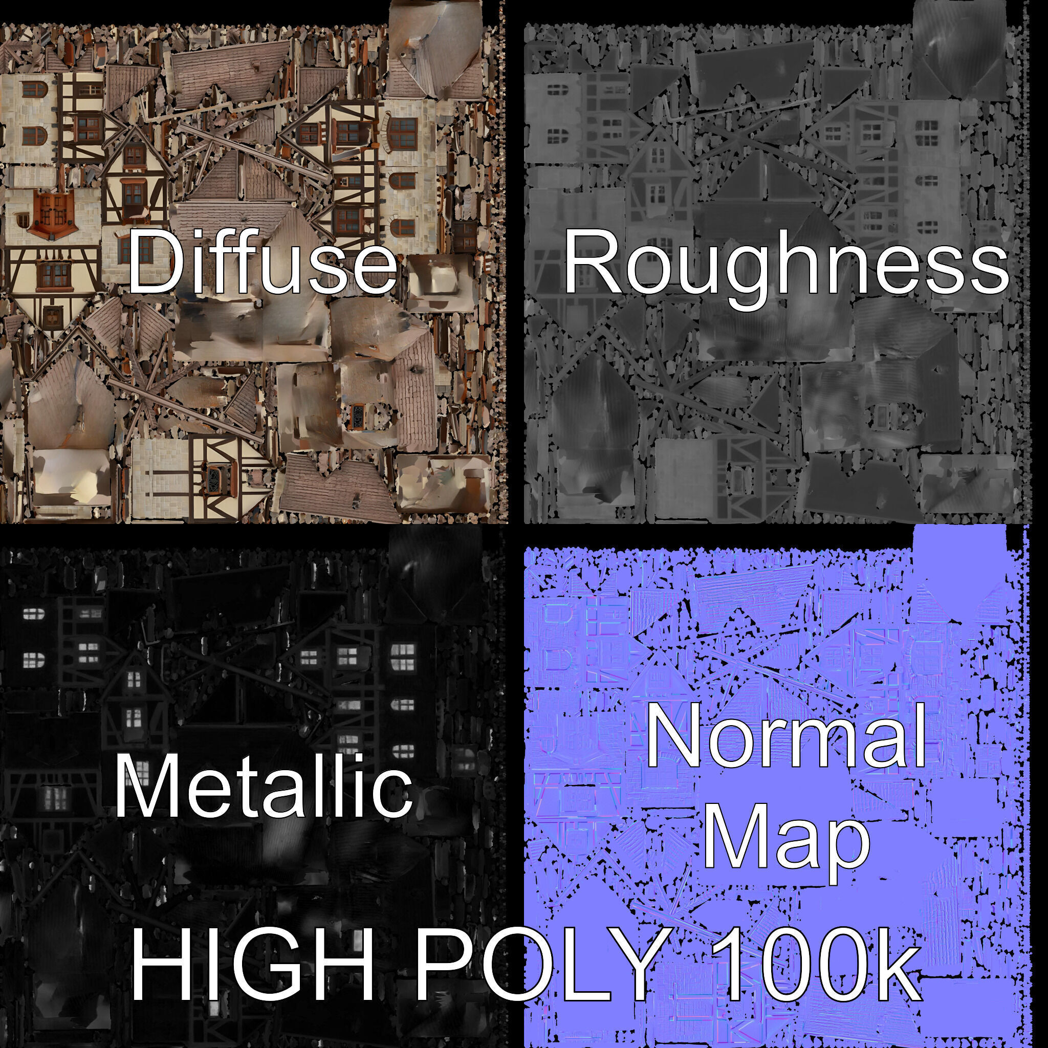 Vintage Tudor House D Model Pack Low-poly 3D model_2