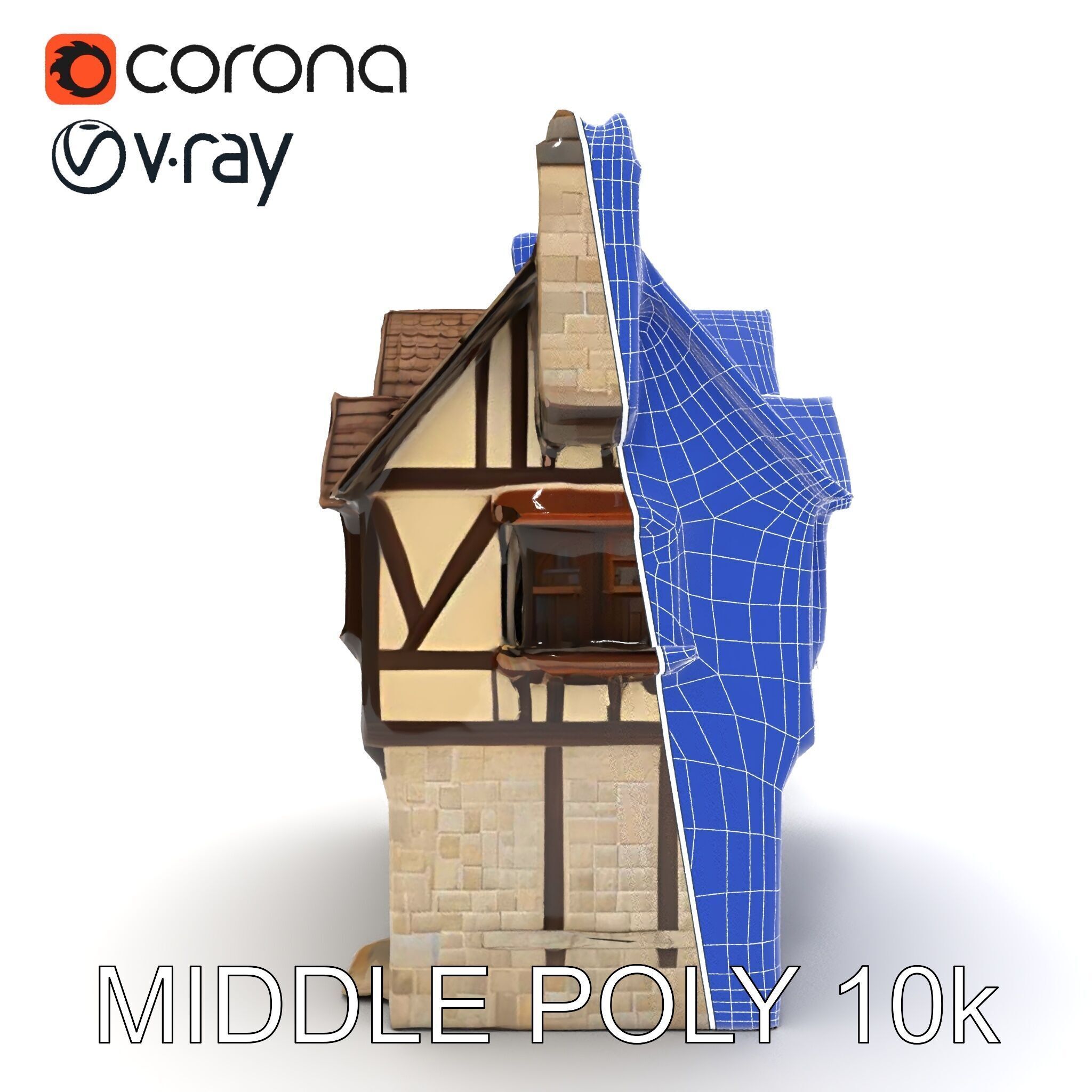 Vintage Tudor House D Model Pack Low-poly 3D model_21
