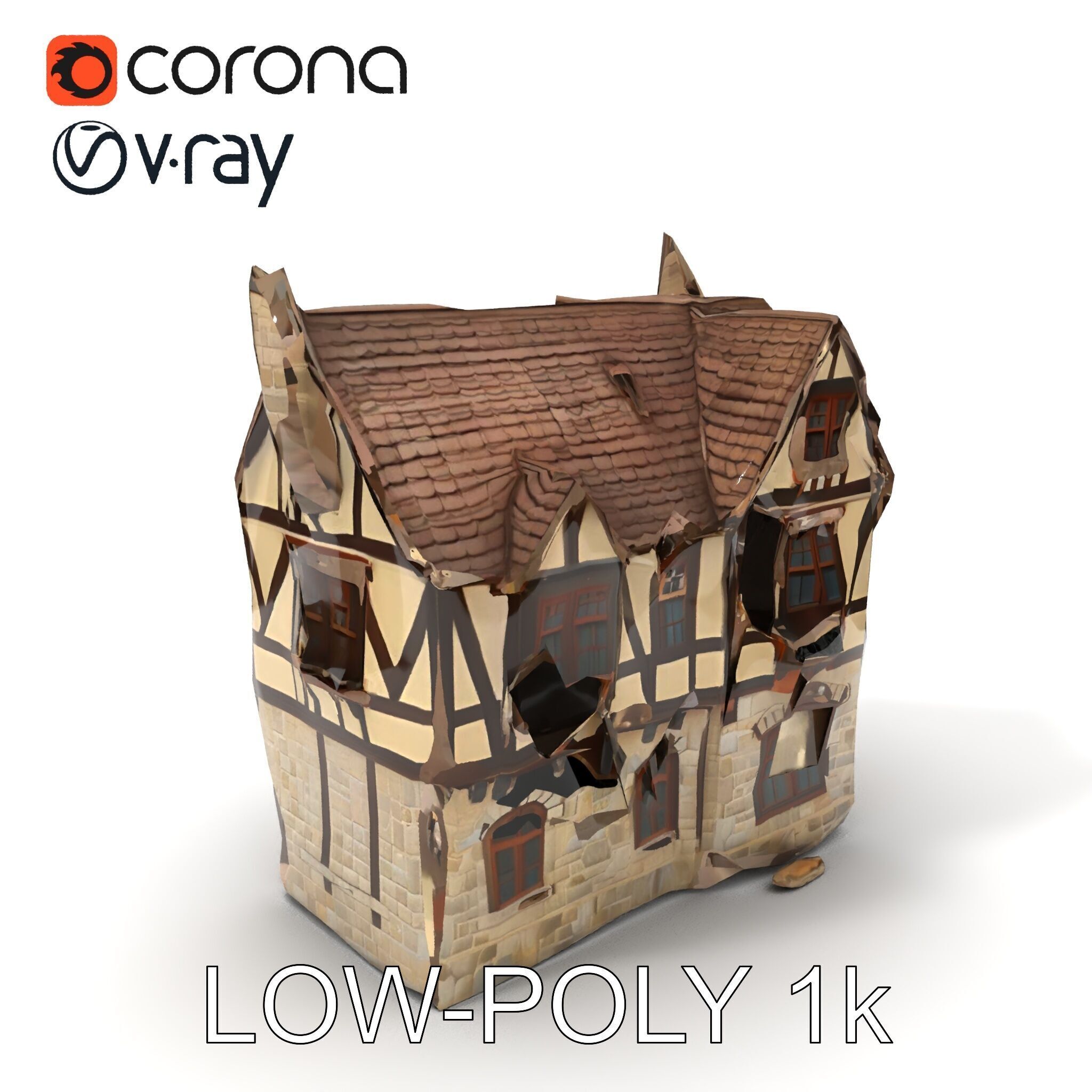 Vintage Tudor House D Model Pack Low-poly 3D model_9