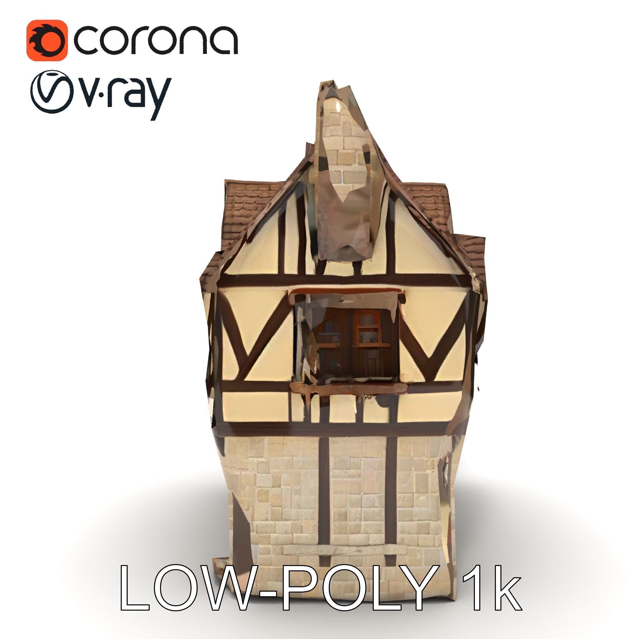 Vintage Tudor House D Model Pack Low-poly 3D model_7