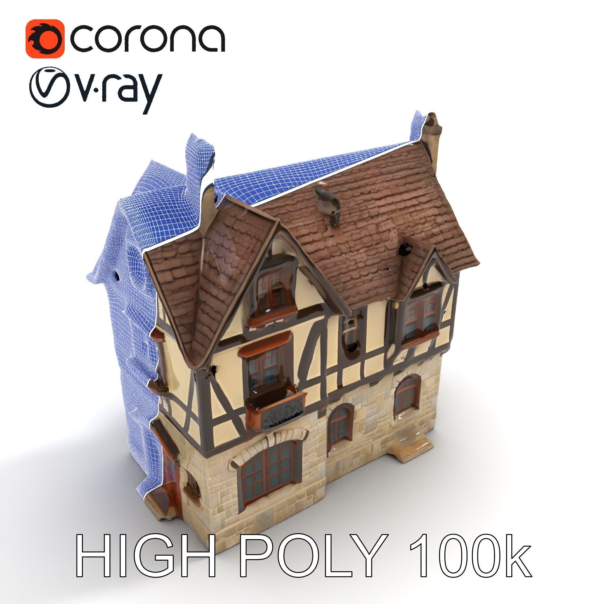 Vintage Tudor House D Model Pack Low-poly 3D model_20