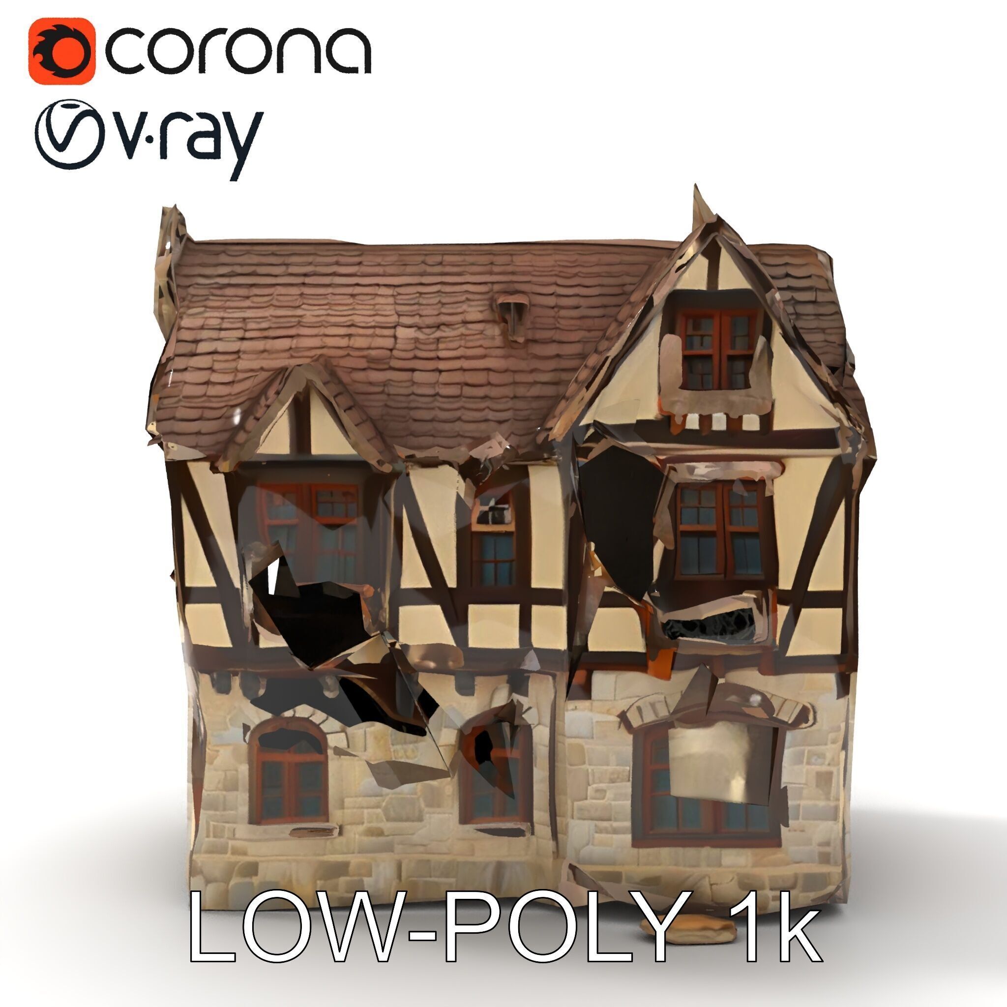 Vintage Tudor House D Model Pack Low-poly 3D model_16