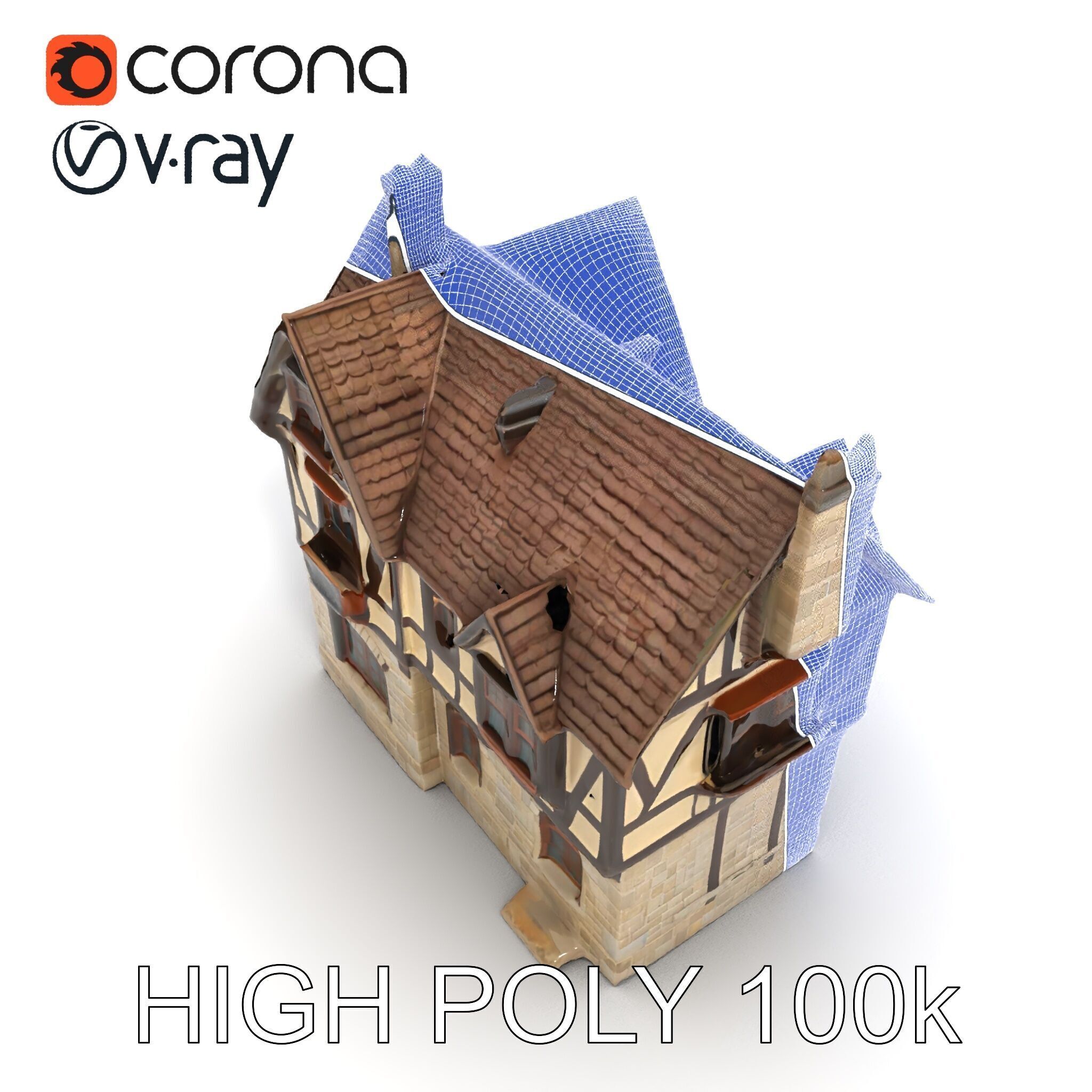 Vintage Tudor House D Model Pack Low-poly 3D model_35