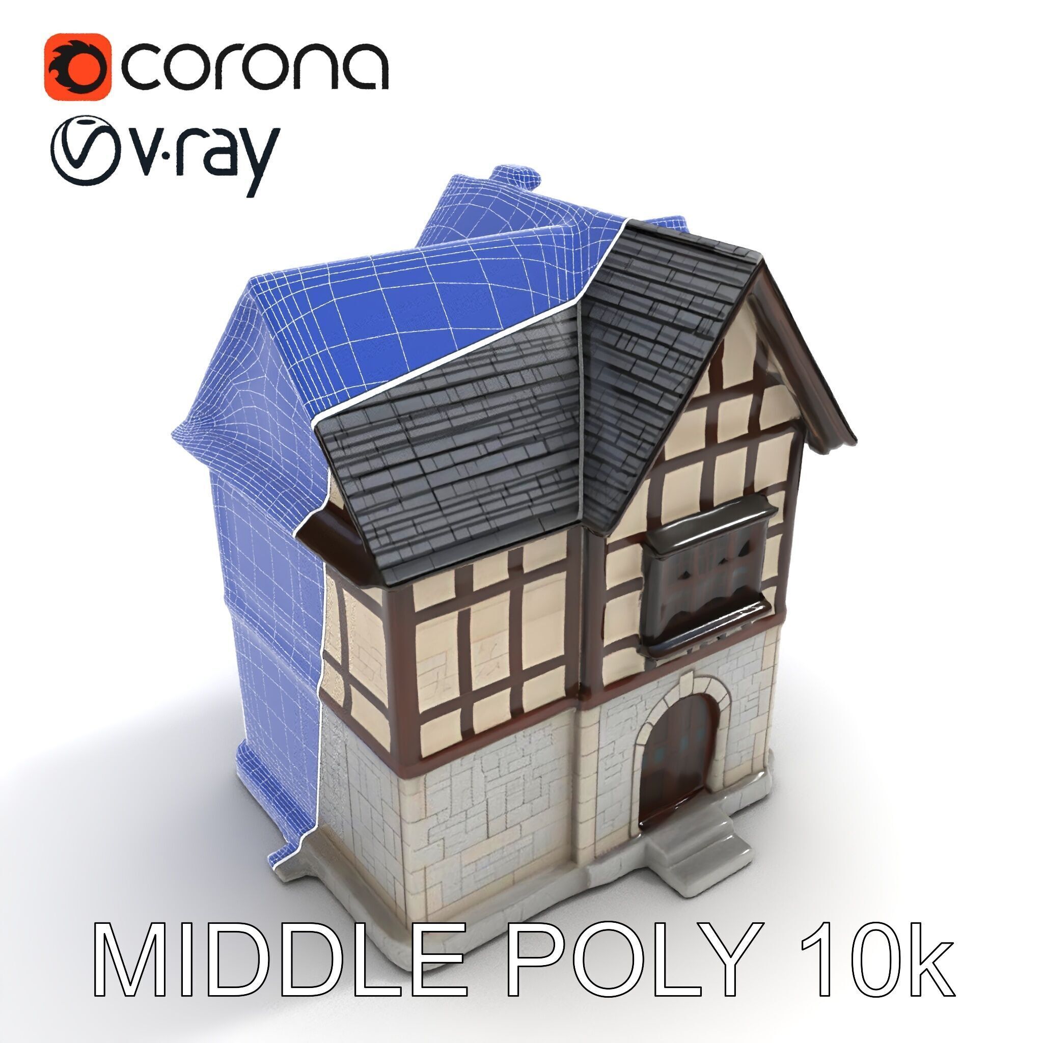 Medieval HalfTimbered House Model Pack for Realistic Rendering Low-poly 3D model_12