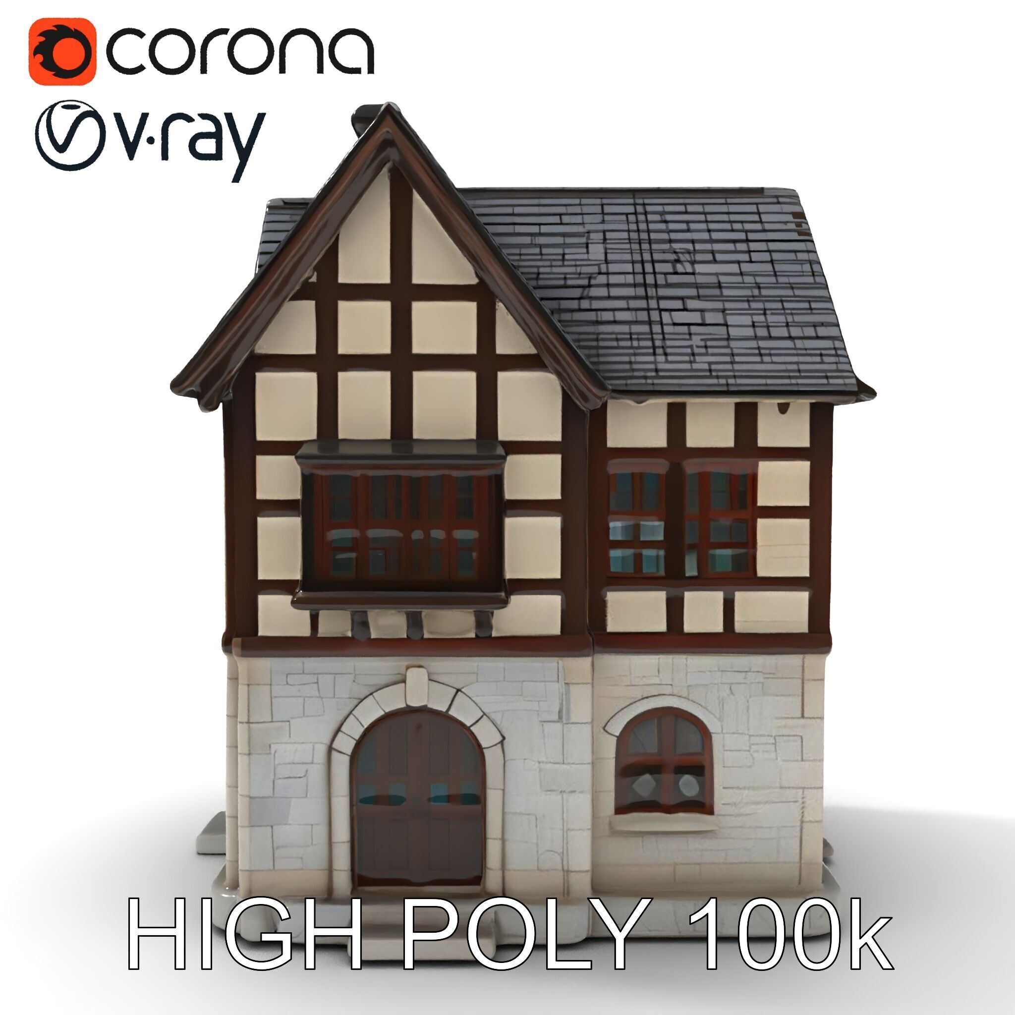 Medieval HalfTimbered House Model Pack for Realistic Rendering Low-poly 3D model_20