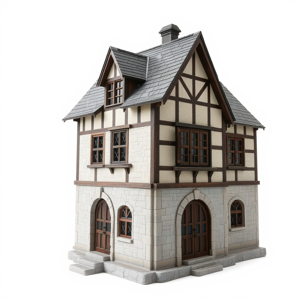 Medieval HalfTimbered House Model Pack for Realistic Rendering Low-poly 3D model_4