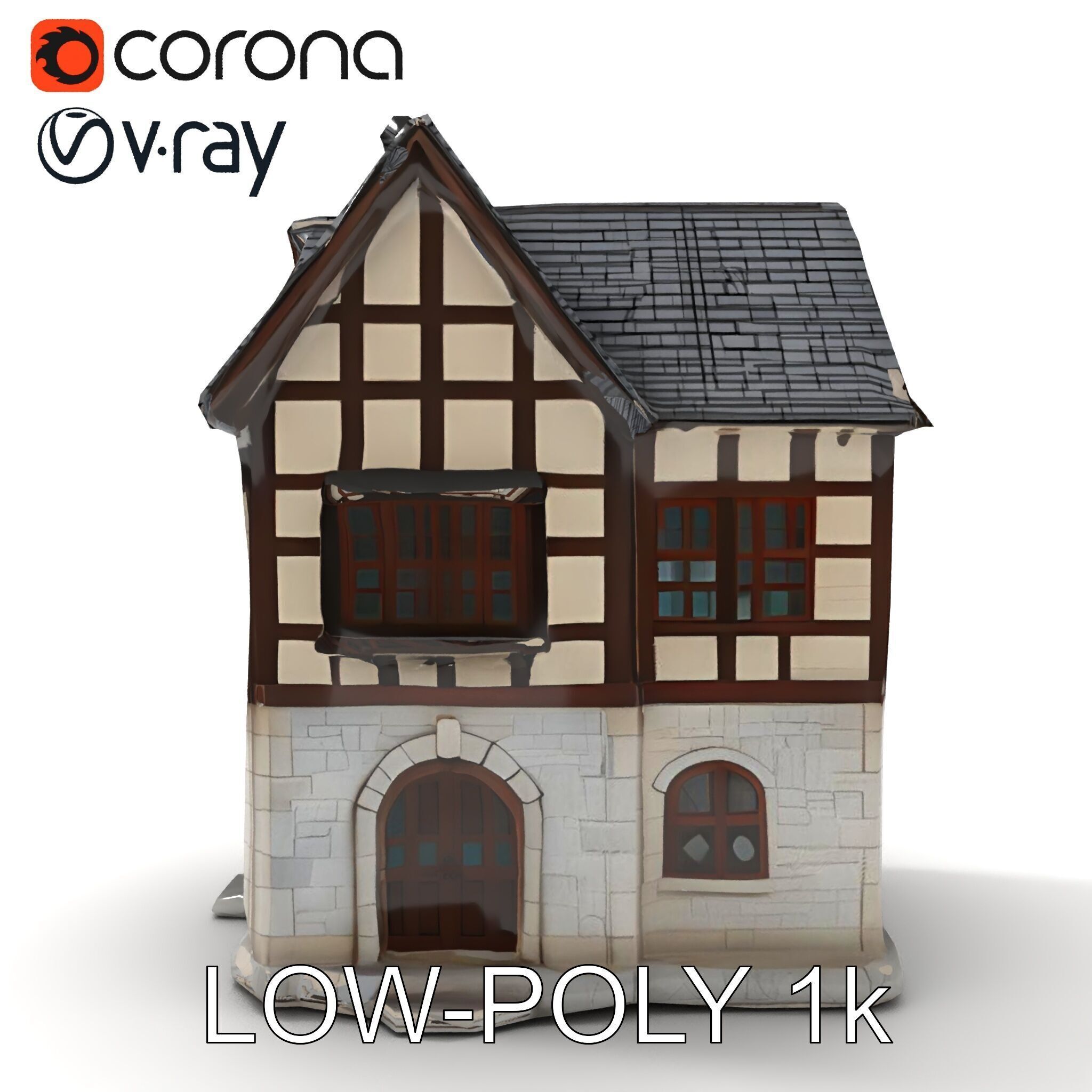 Medieval HalfTimbered House Model Pack for Realistic Rendering Low-poly 3D model_22