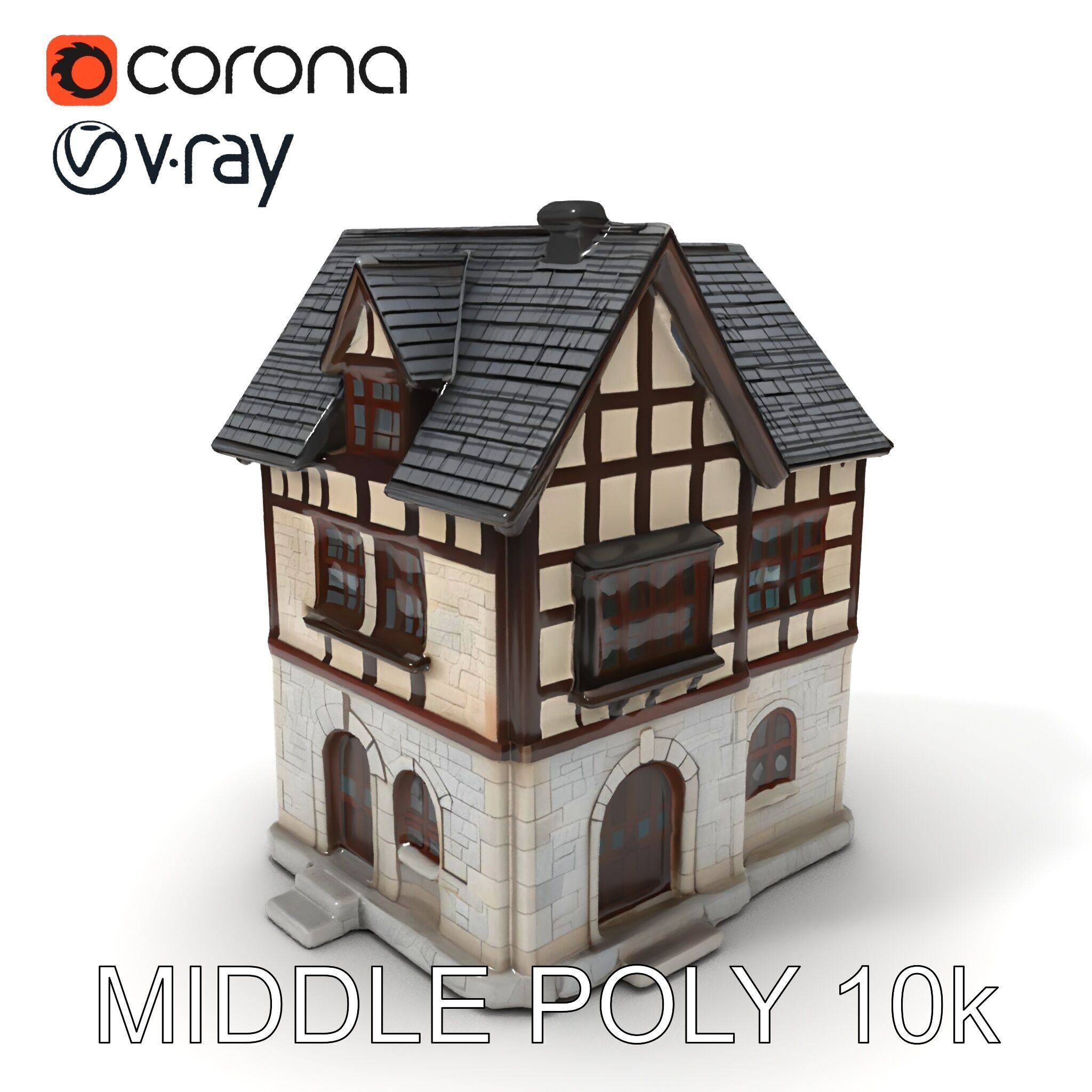 Medieval HalfTimbered House Model Pack for Realistic Rendering Low-poly 3D model_21