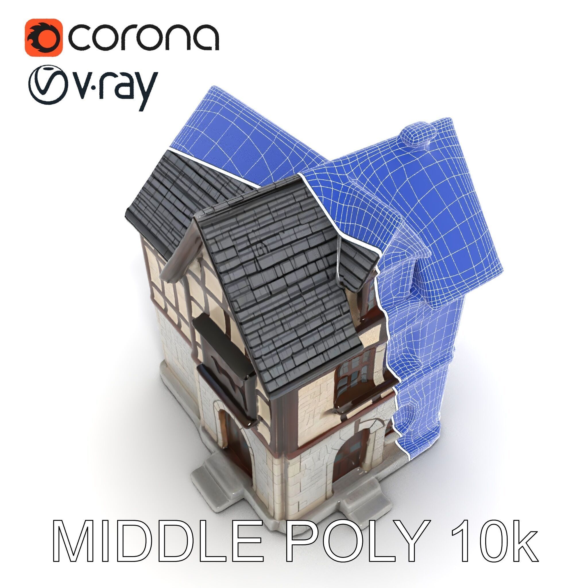 Medieval HalfTimbered House Model Pack for Realistic Rendering Low-poly 3D model_25