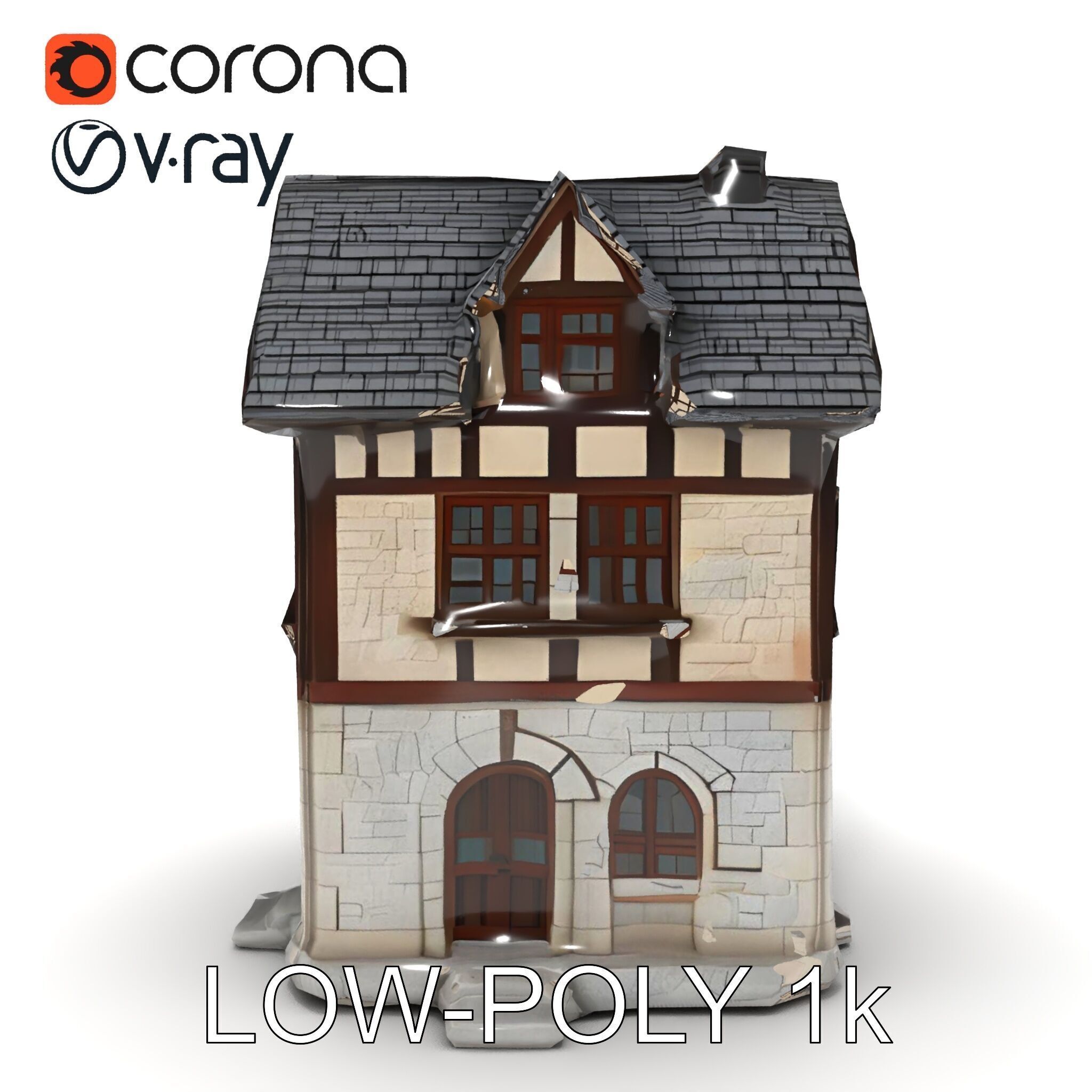 Medieval HalfTimbered House Model Pack for Realistic Rendering Low-poly 3D model_13