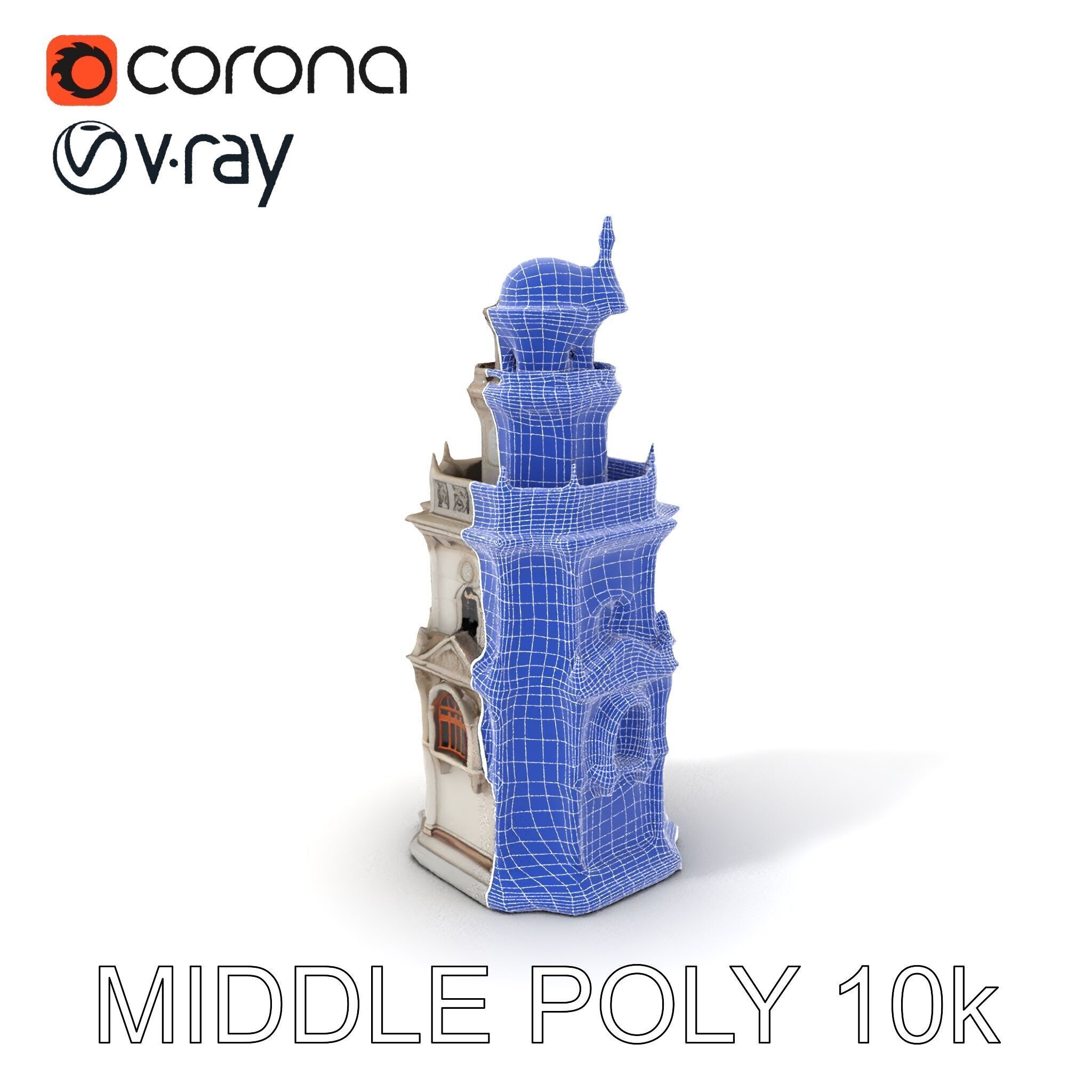 Ornate Architectural Tower Model Pack Low-poly 3D model_14