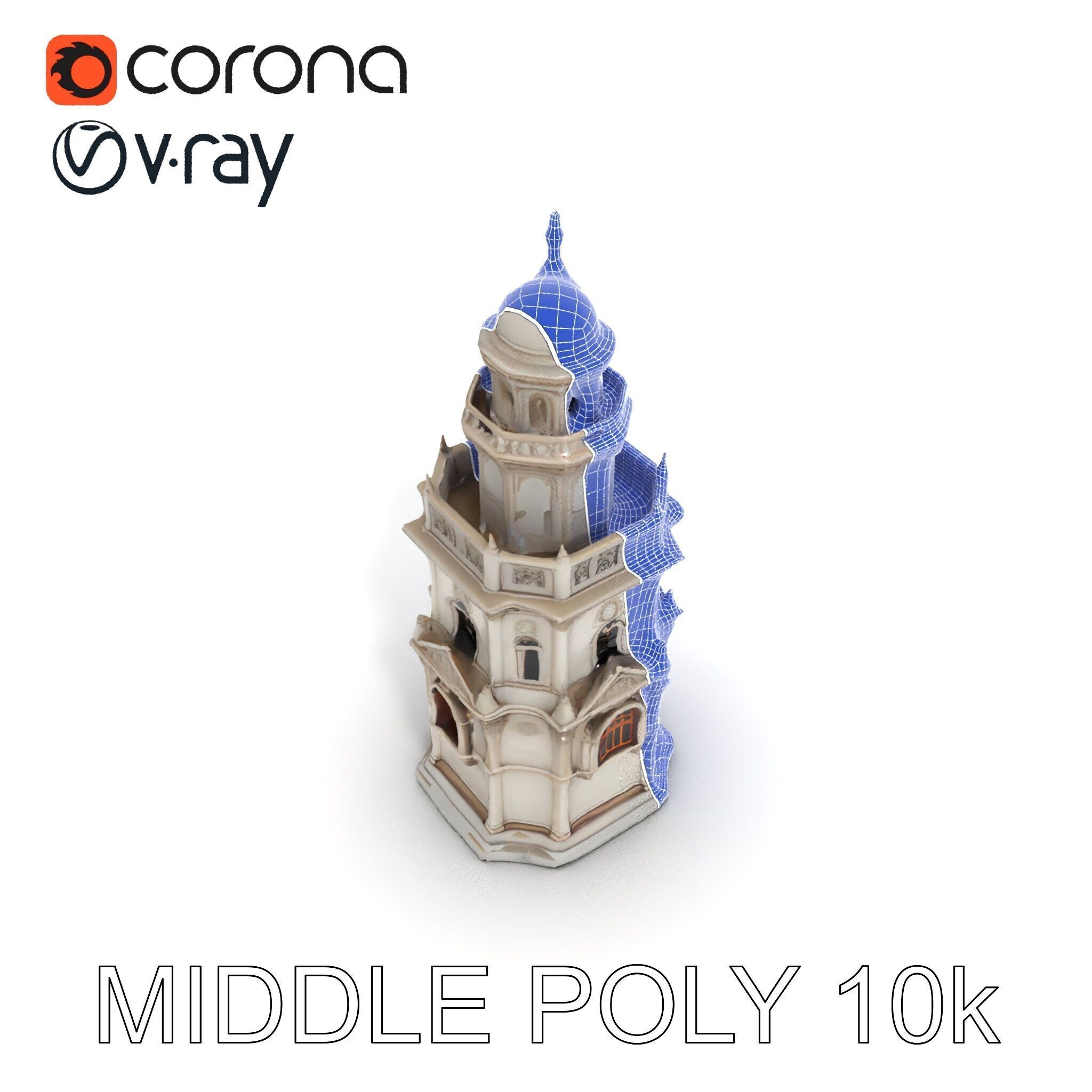 Ornate Architectural Tower Model Pack Low-poly 3D model_16