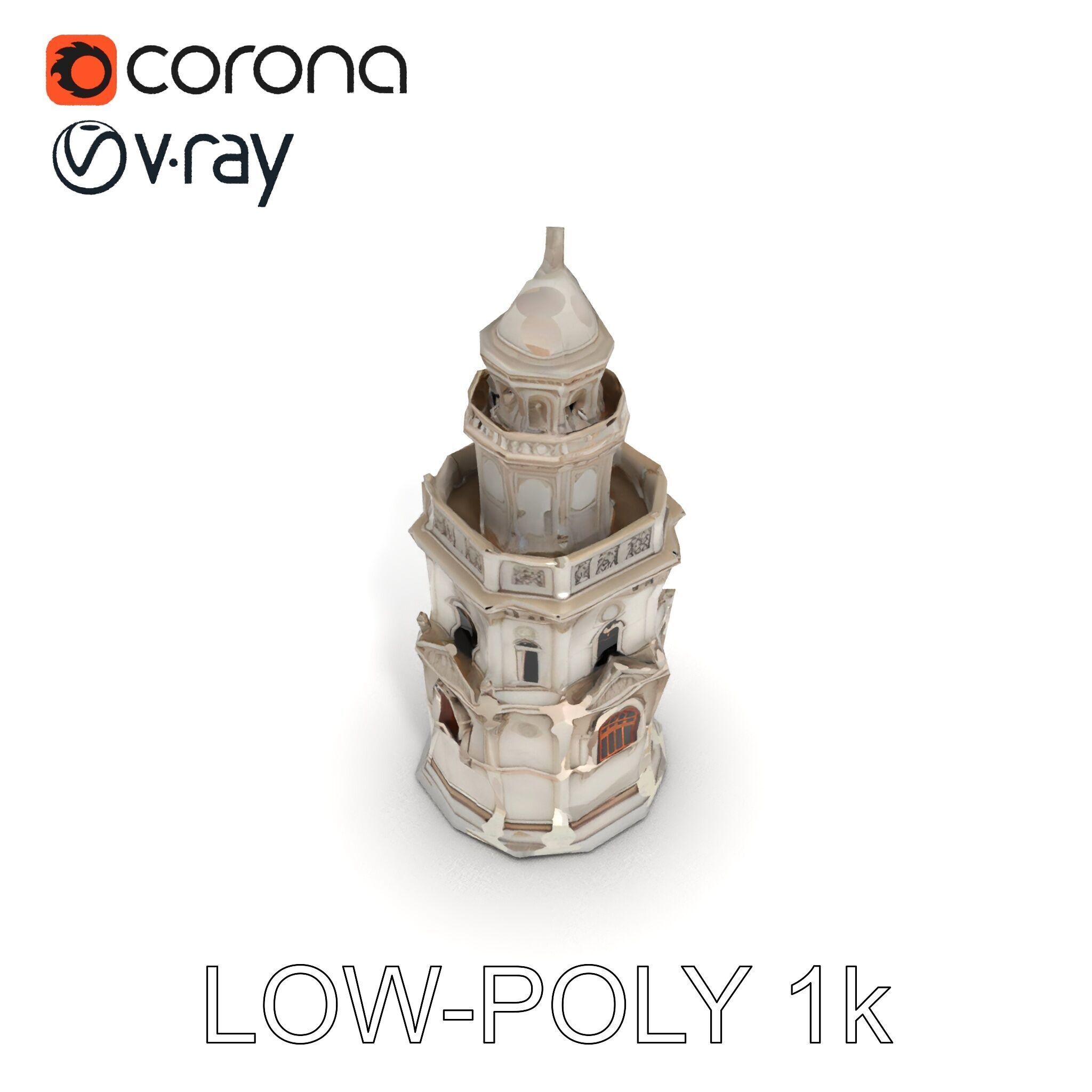 Ornate Architectural Tower Model Pack Low-poly 3D model_31